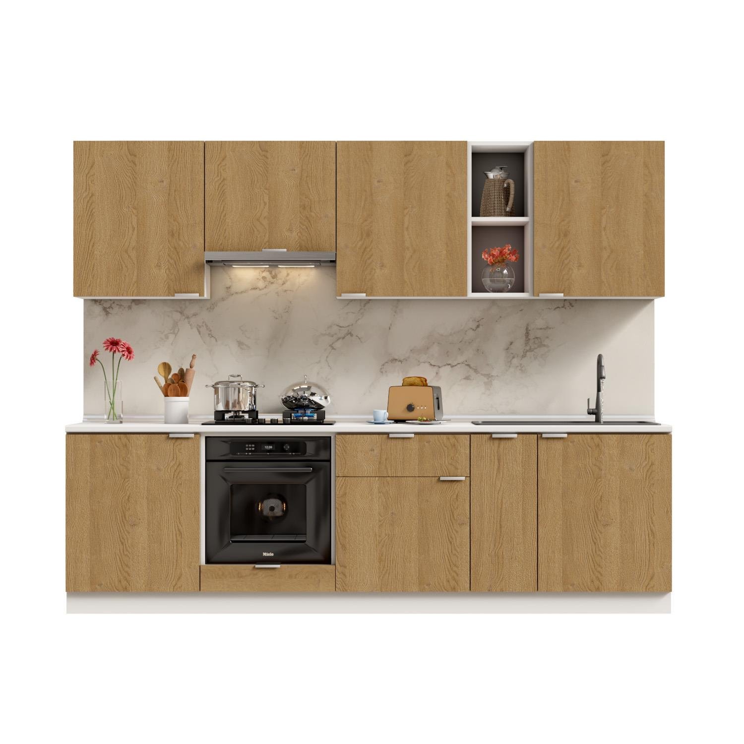 Dekorex Alba Serisi 270 Cm. Aspiratör Ve Fırın Modüllü Hazır Mutfak Al-270asp