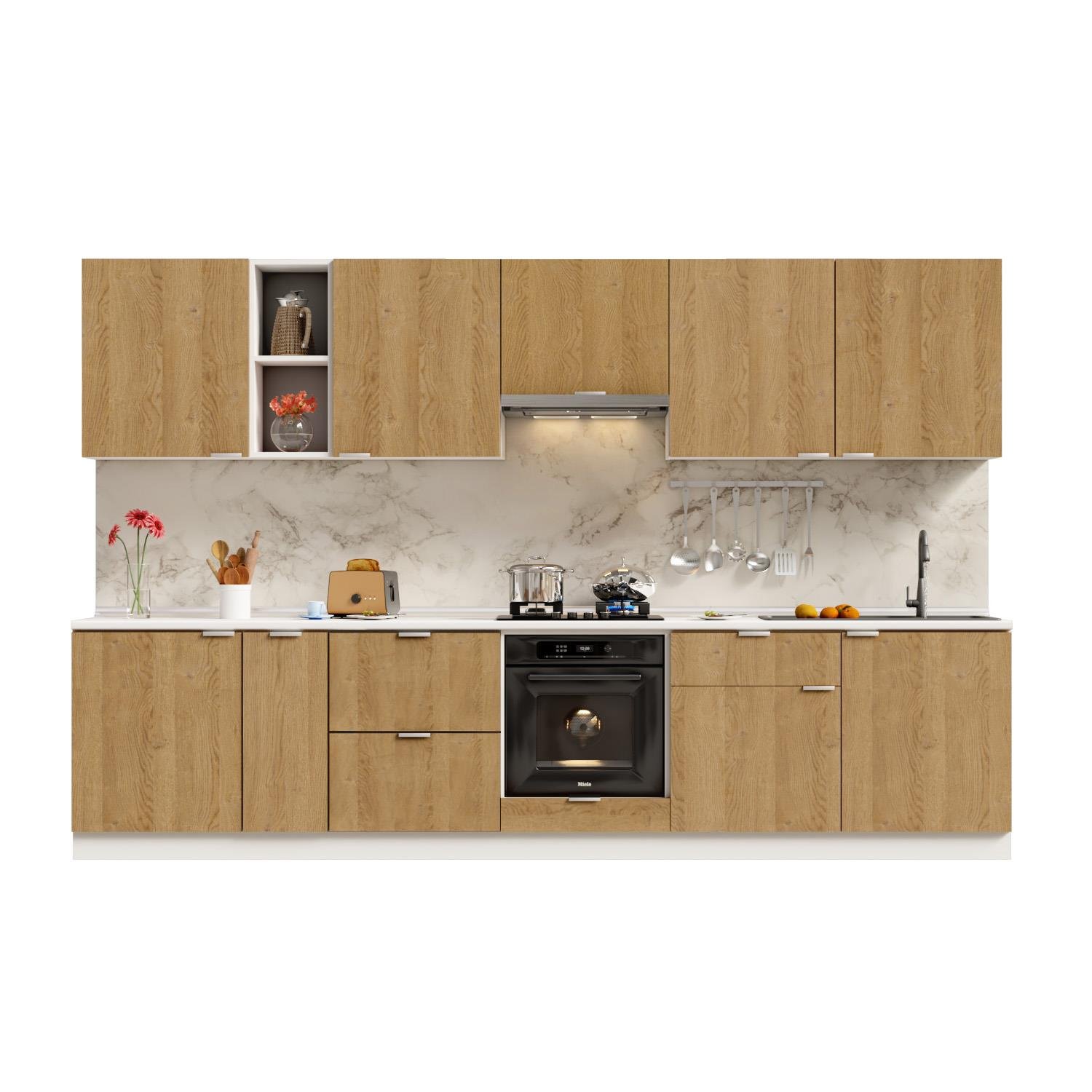 Dekorex Alba Serisi 330 Cm. Fırın Aspiratör Ve Çekmece Modüllü Hazır Mutfak Al-330asp-c