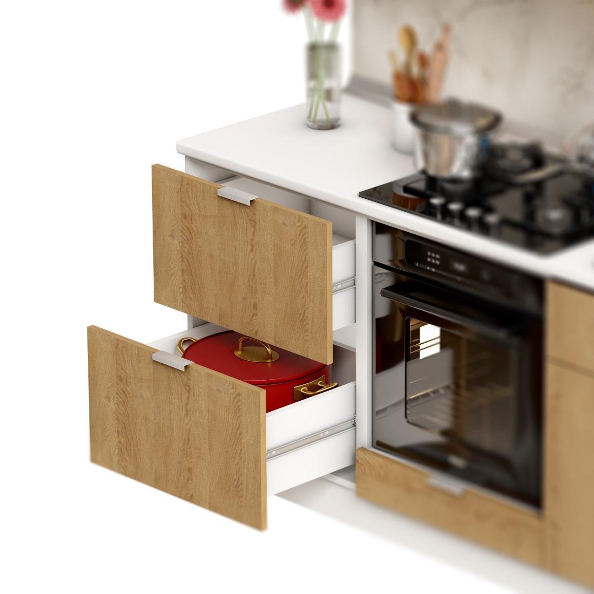 Dekorex Alba Serisi 330 Cm. Fırın Ve Çekmece Modüllü Hazır Mutfak Al-330dav-c