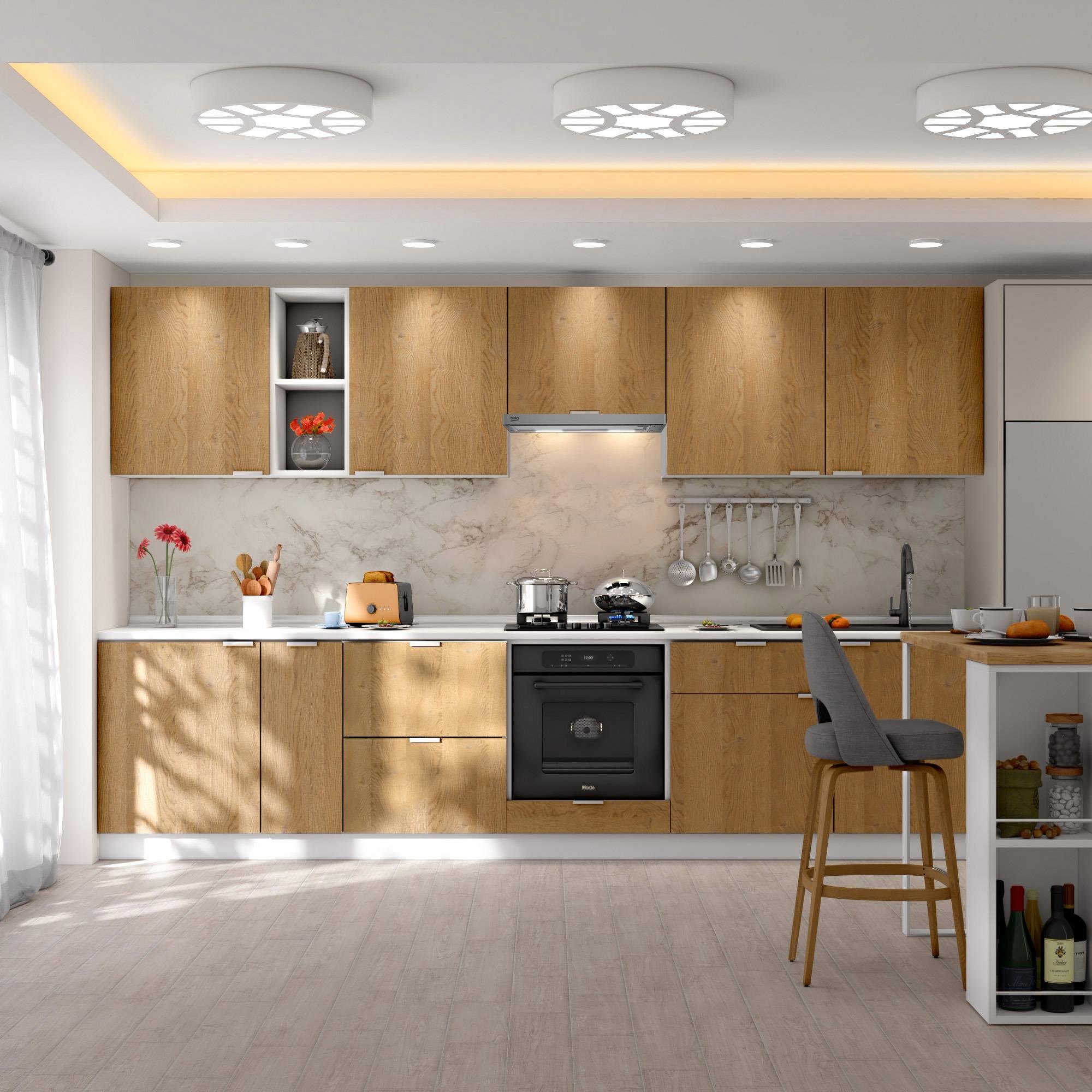 Dekorex Alba Serisi 330 Cm. Fırın Aspiratör Ve Çekmece Modüllü Hazır Mutfak Al-330asp-c
