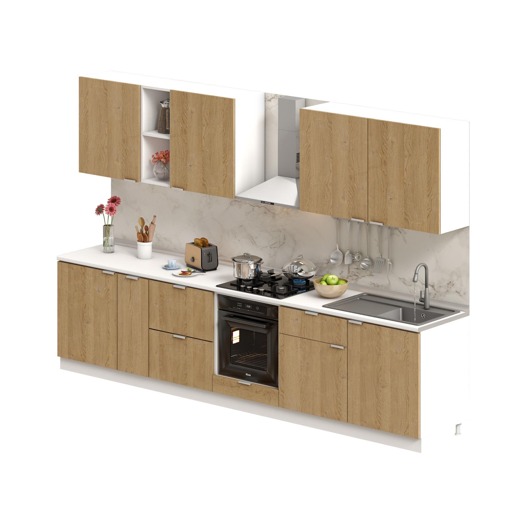 Dekorex Alba Serisi 330 Cm. Fırın Ve Çekmece Modüllü Hazır Mutfak Al-330dav-c
