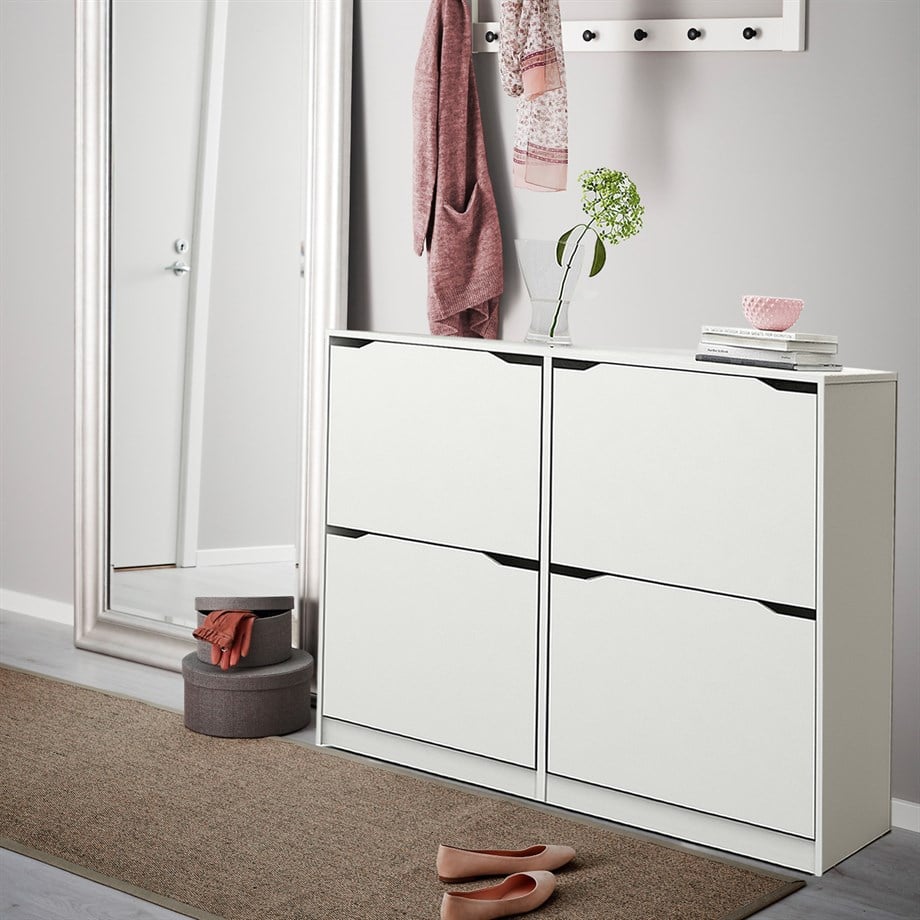 Dekorex AYK102-Beyaz 4 Bölmeli Dikey Ayakkabılık