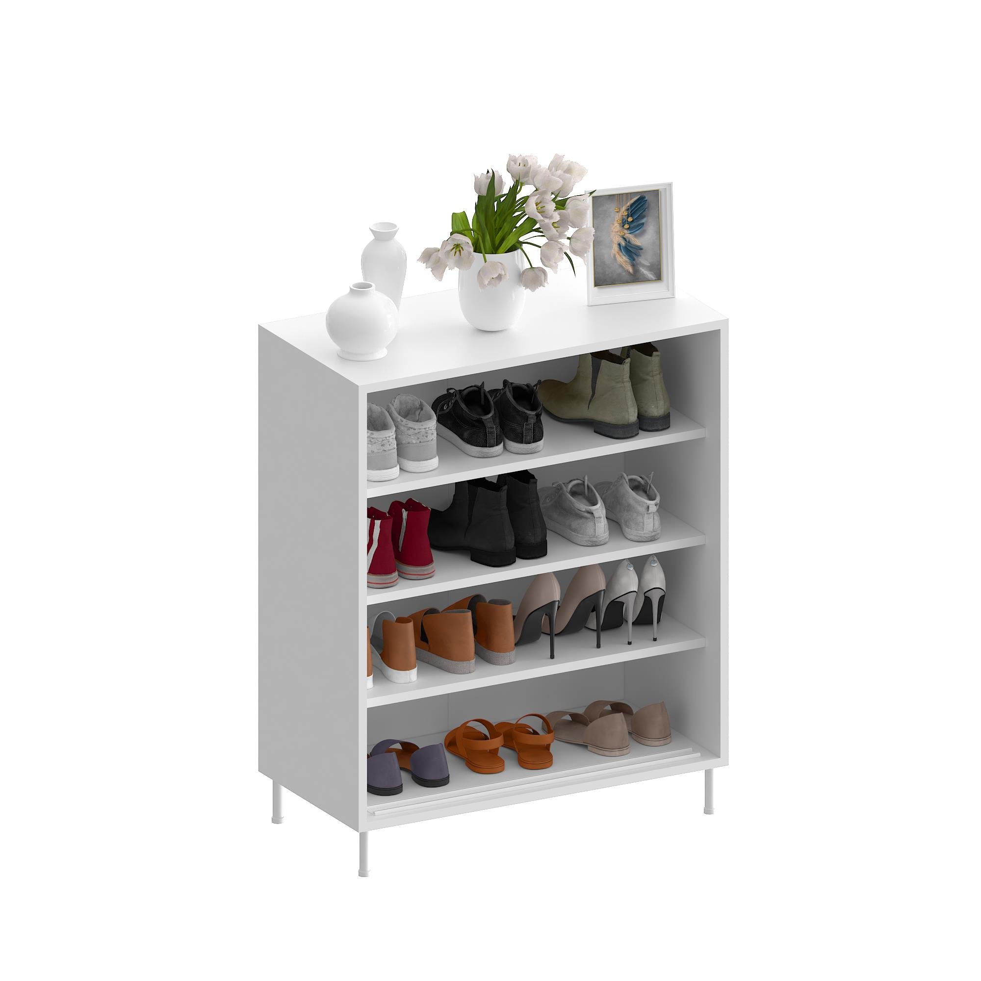 Dekorex AYK106 Sürgü Kapaklı Ayakkabılık Beyaz
