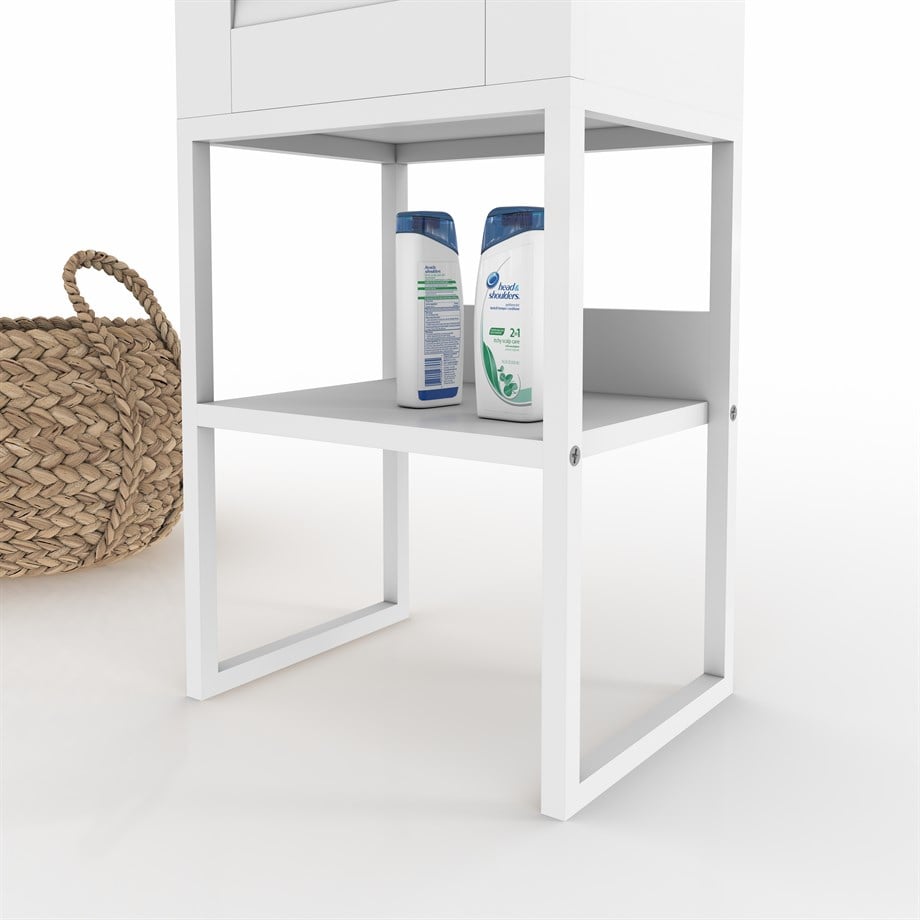 Dekorex BNY130-Beyaz Panjur Kapaklı Metal Ayaklı Banyo Dolabı