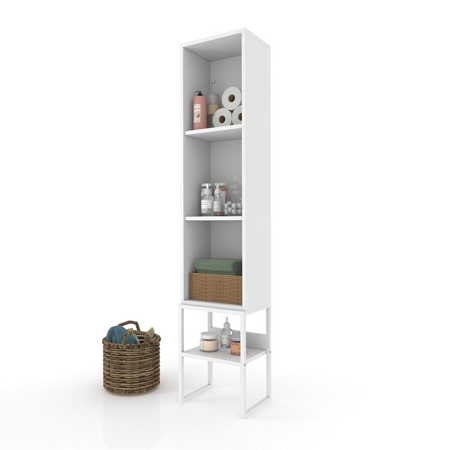 Dekorex BNY131-Beyaz Metal Ayaklı Banyo Dolabı