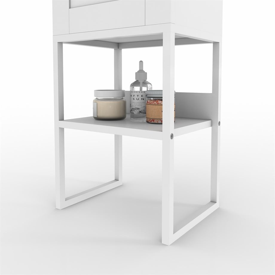 Dekorex BNY131-Beyaz Metal Ayaklı Banyo Dolabı