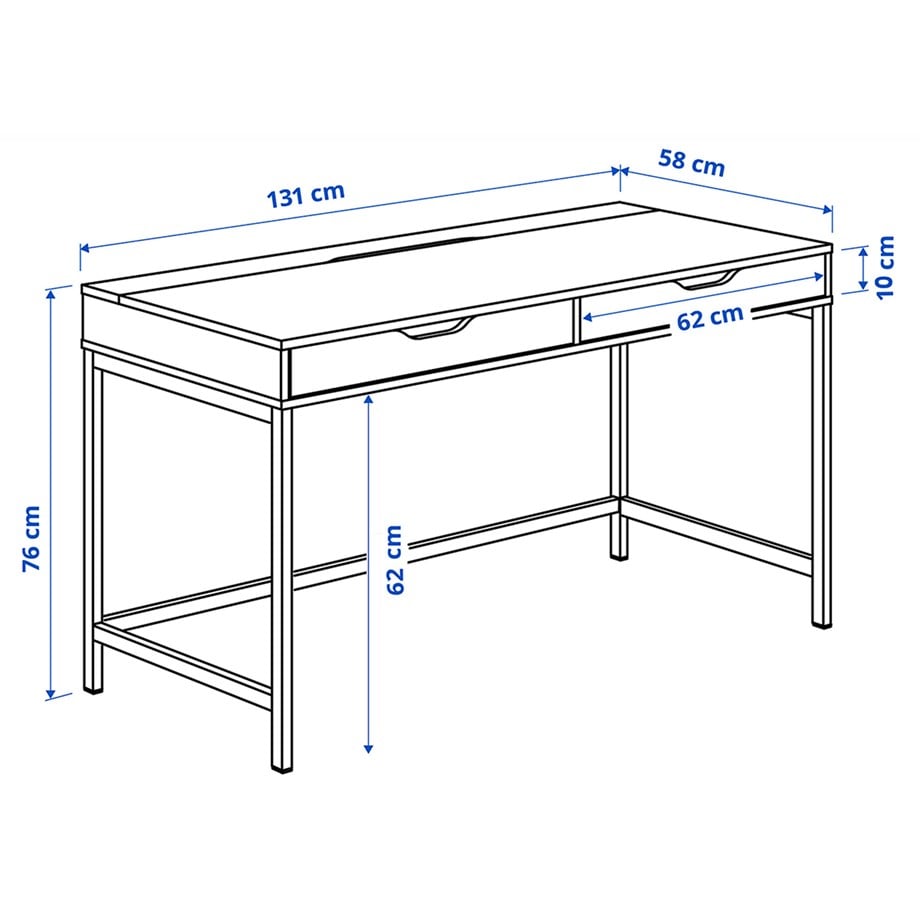 Dekorex CLM106-Beyaz Metal Ayaklı Çalışma Masası