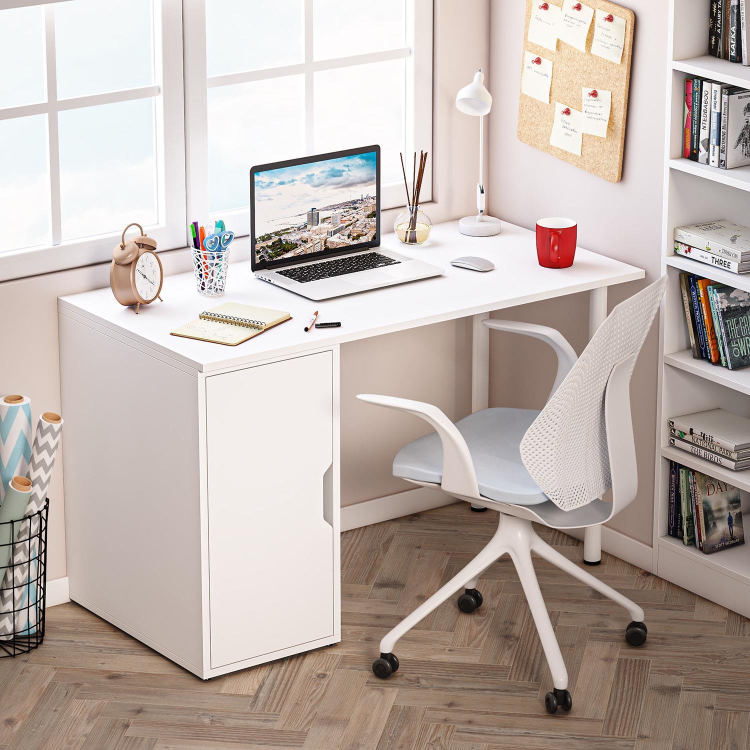 Dekorex CLM110-Beyaz Kapaklı Kesonlu Çalışma Masası