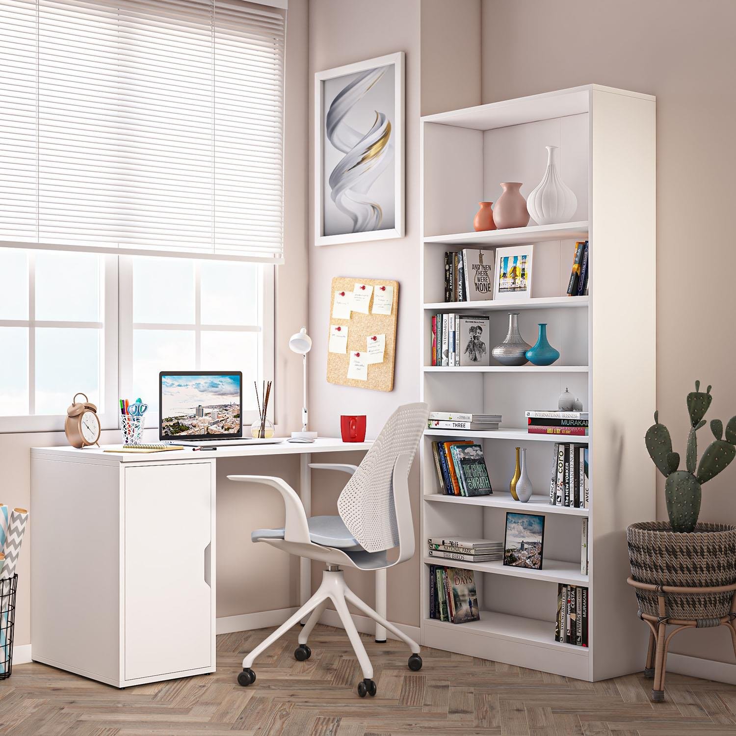 Dekorex CLM110-Beyaz Kapaklı Kesonlu Çalışma Masası
