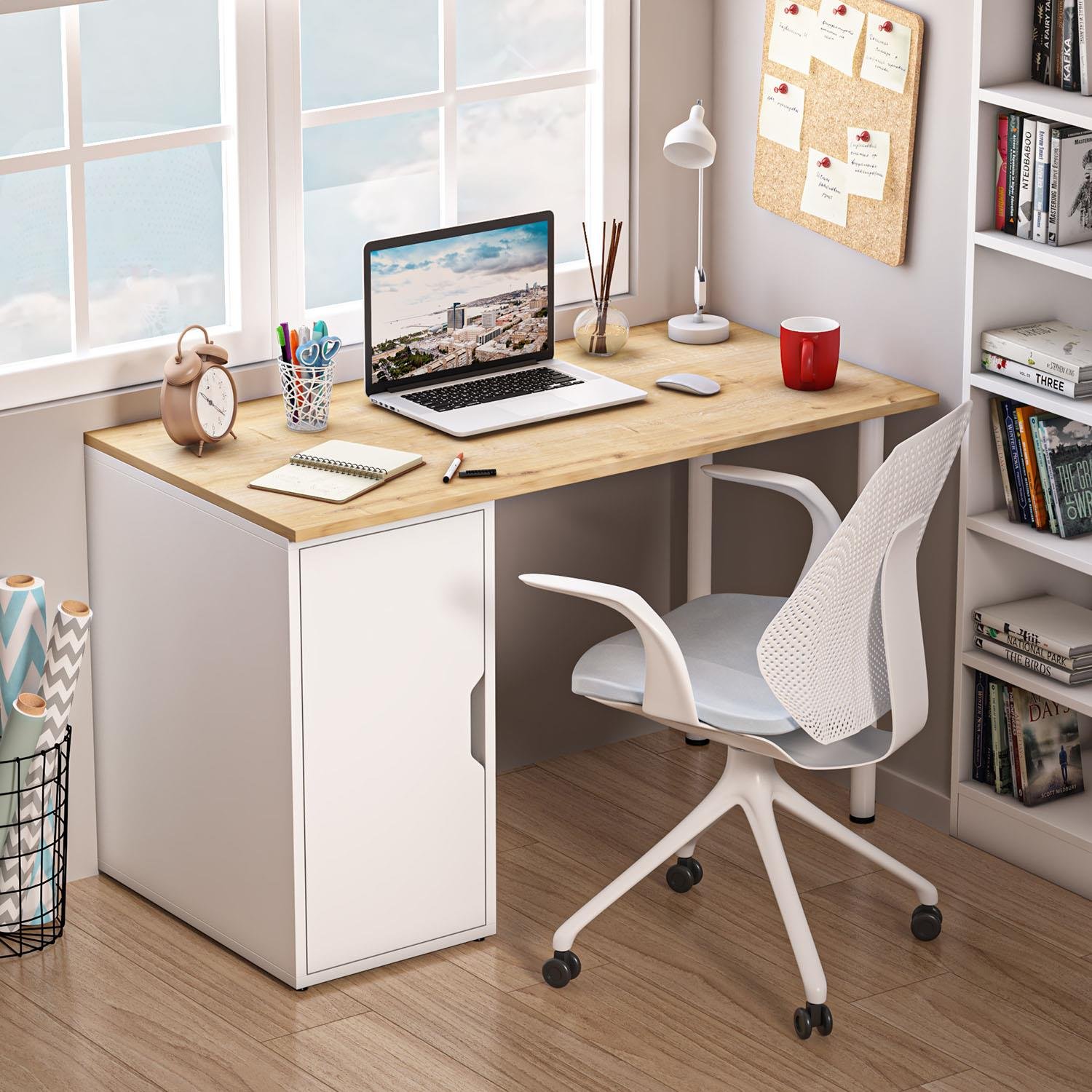 Dekorex CLM110-Meşe Kapaklı Kesonlu Çalışma Masası