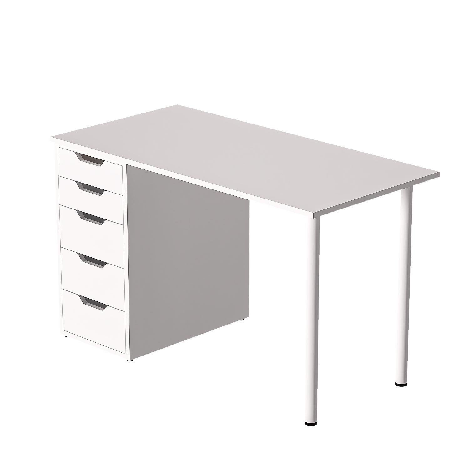 Dekorex CLM111-Beyaz 5 Çekmeceli Çalışma Masası