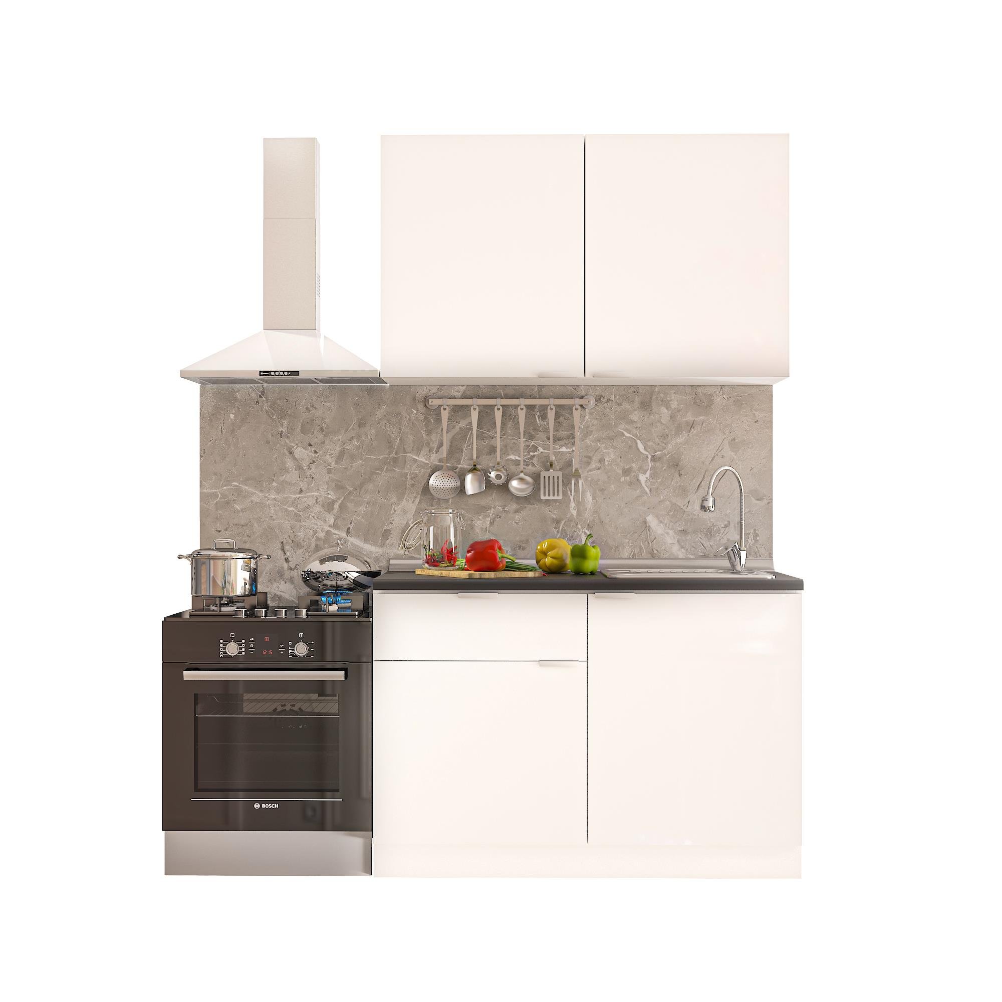 Dekorex Elsa Serisi 120 Cm Beyaz Siyah Tezgahlı Hazır Mutfak Ls-120dav-st