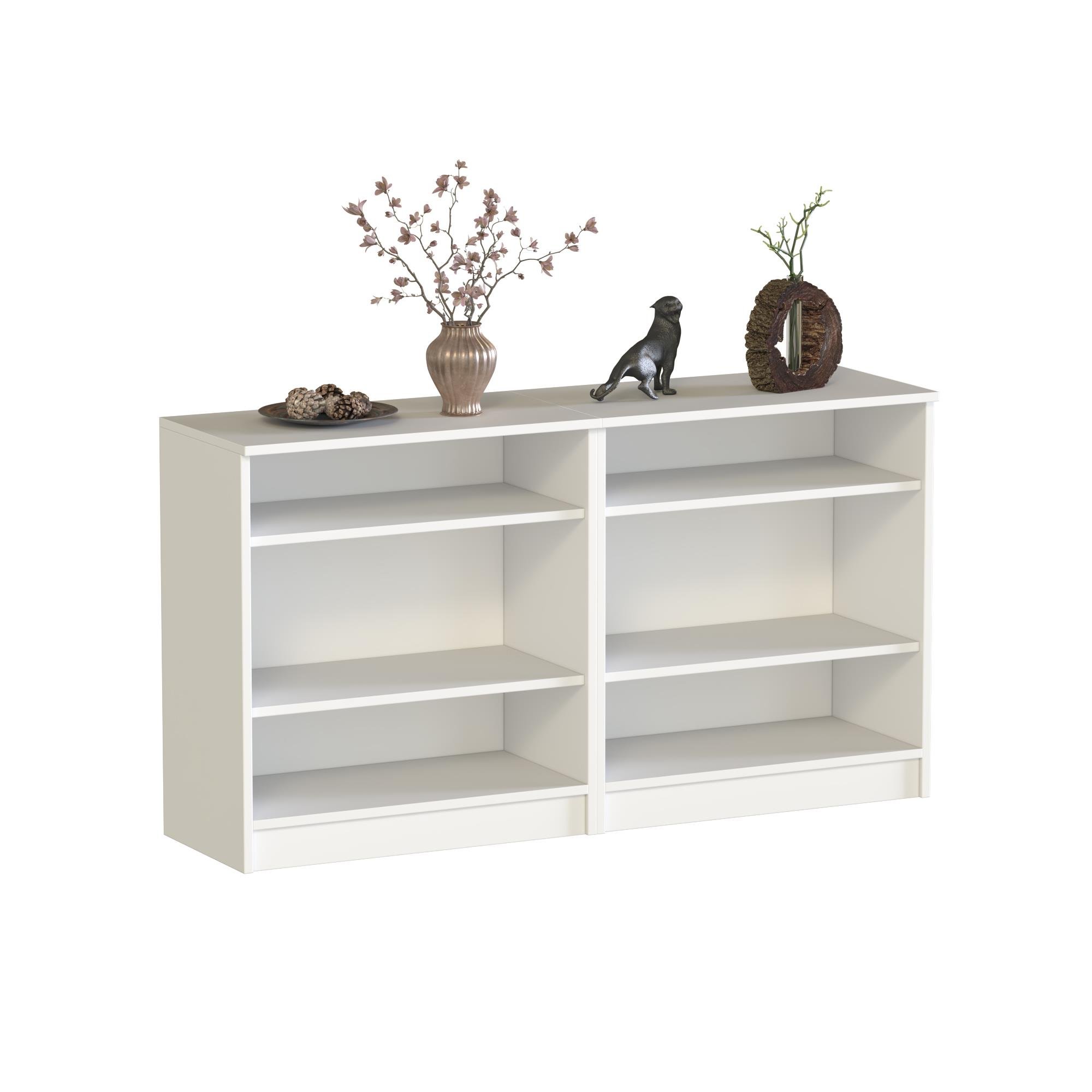 Dekorex KNS204-C-Beyaz 4 Kapaklı Camlı Konsol