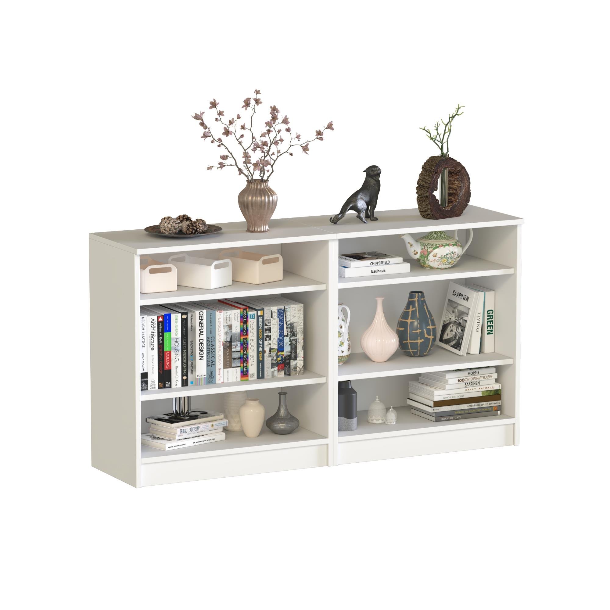 Dekorex KNS204-C-Beyaz 4 Kapaklı Camlı Konsol