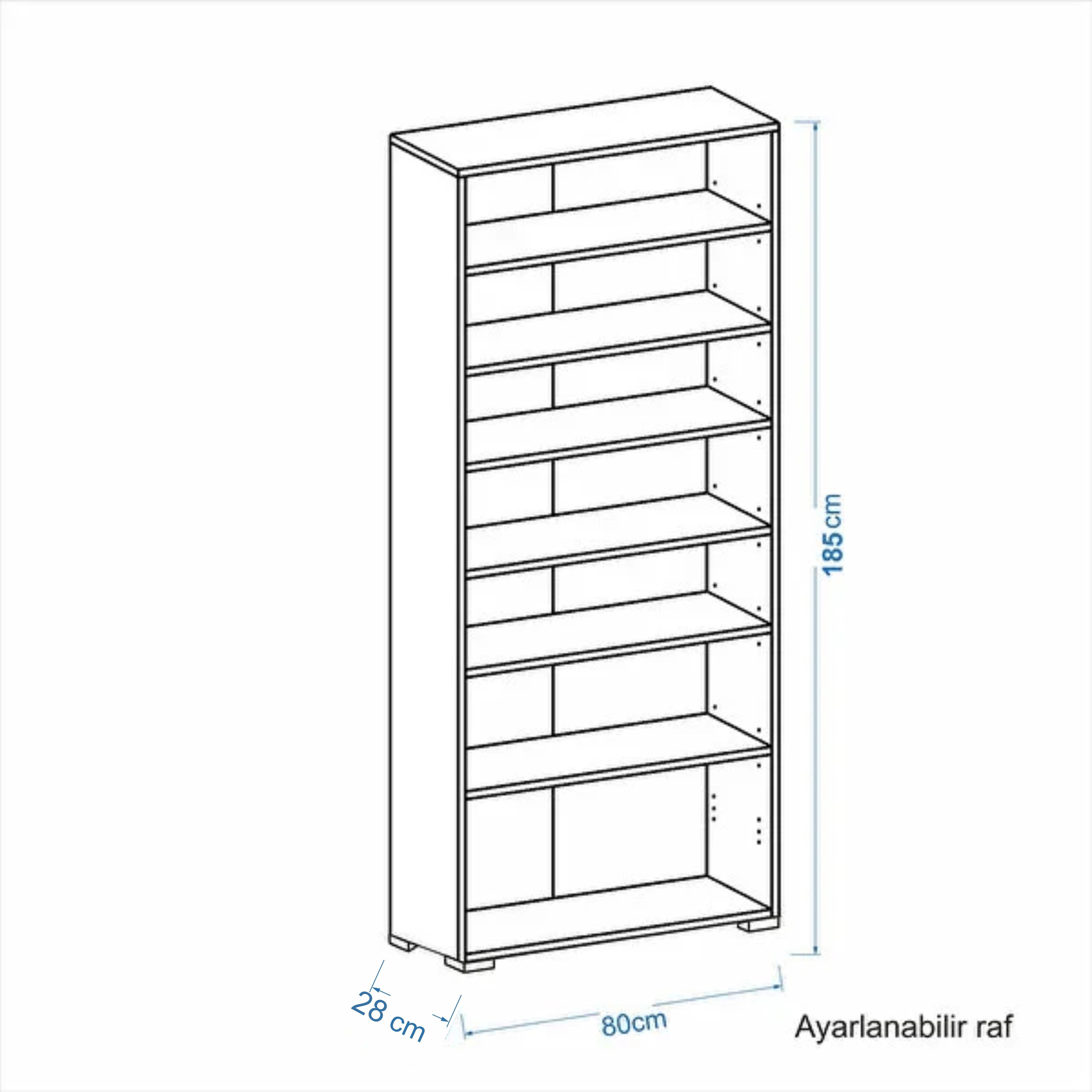 Dekorex KTP211-Ceviz 6 Raflı Kitaplık