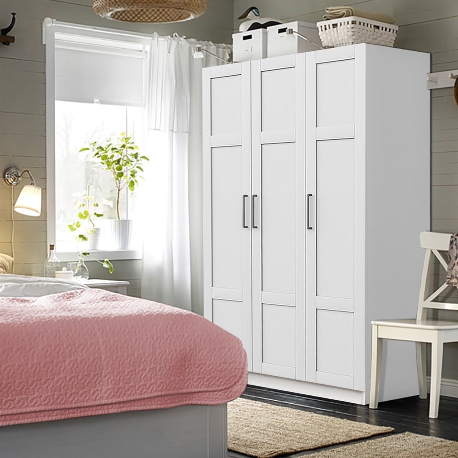 Dekorex MNT315-Beyaz 3 Kapaklı Gardırop