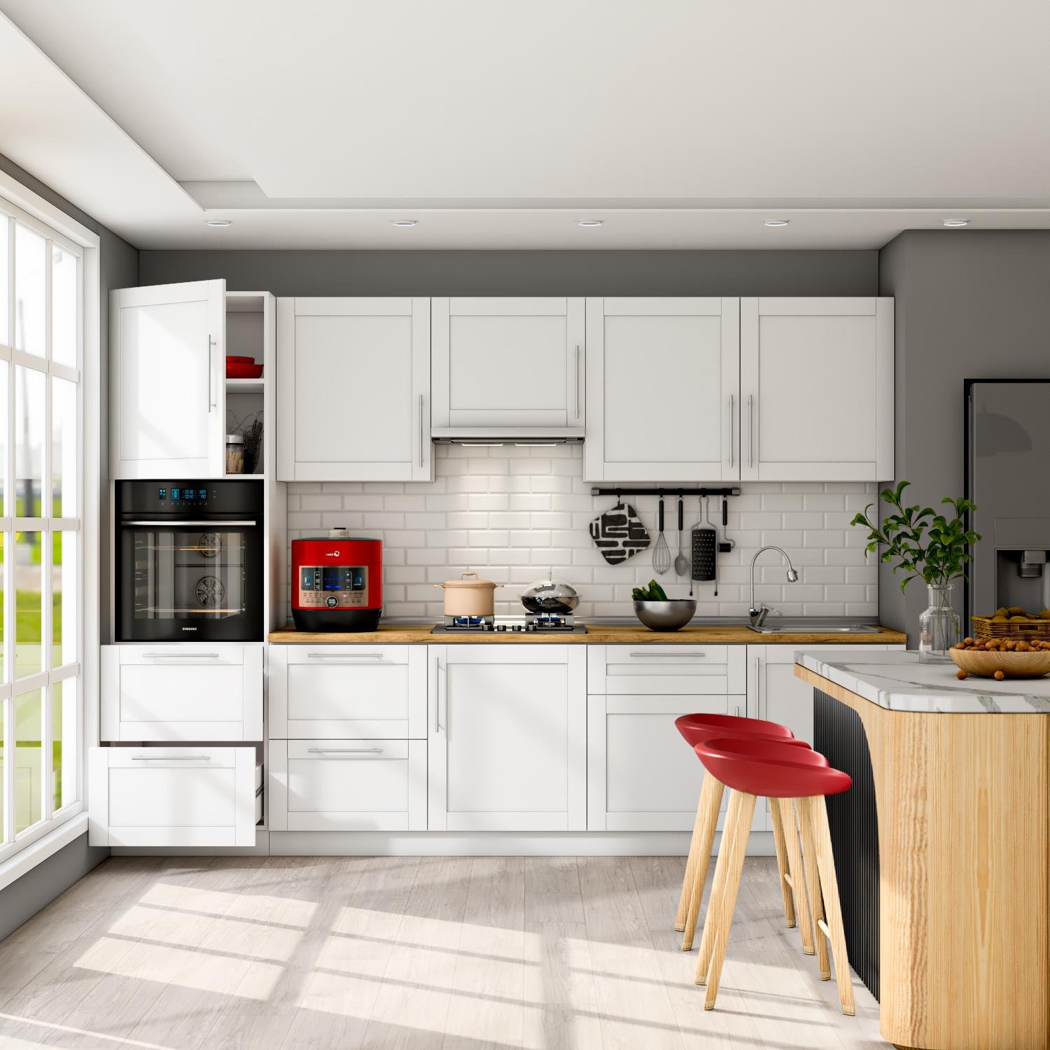 Dekorex Nexus Seri̇si̇ 2 Çekmeceli̇ Firin Bölmeli̇ Mega Ki̇ler Dolap Boypi̇ab-104
