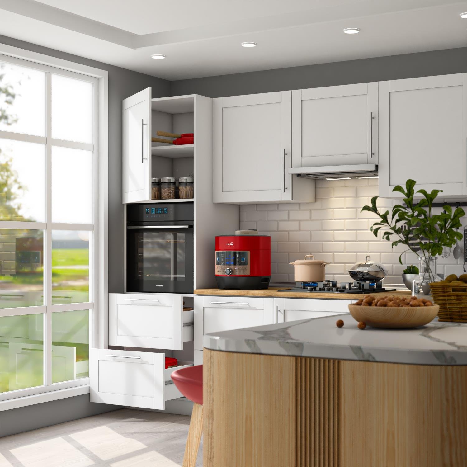 Dekorex Nexus Seri̇si̇ 2 Çekmeceli̇ Firin Bölmeli̇ Mega Ki̇ler Dolap Boypi̇ab-104