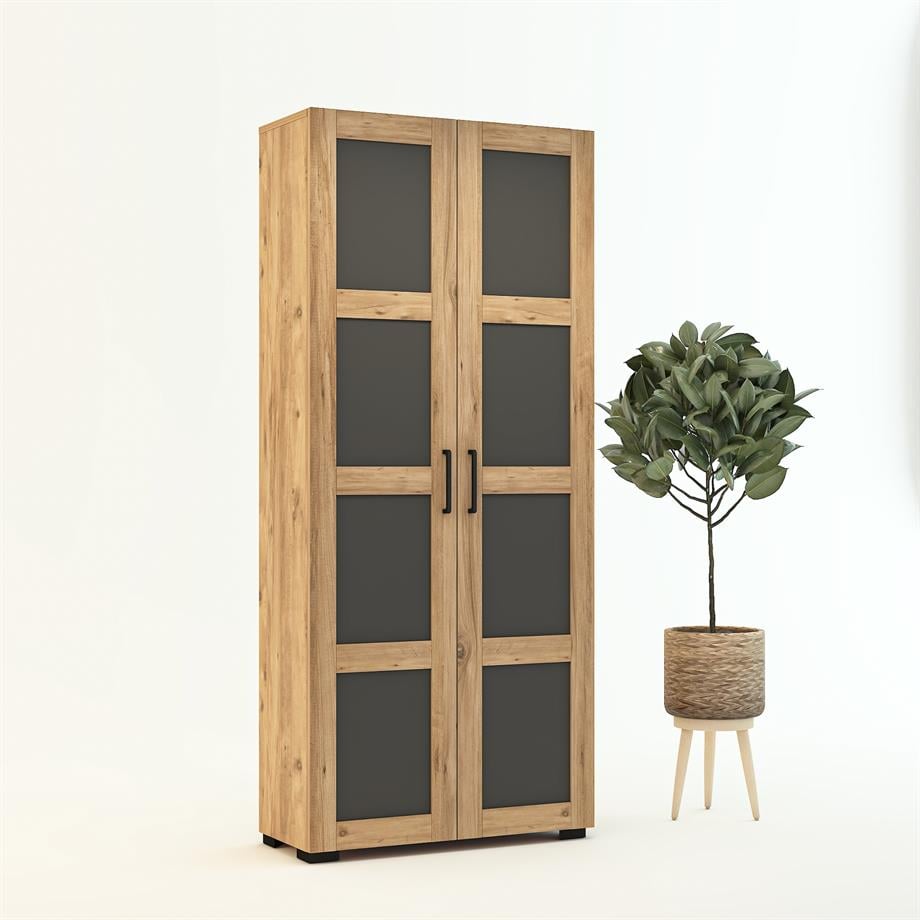 Dekorex PRT211-Ceviz 2 Kapaklı Portmanto (G:80cm Y:185cm D:36cm)