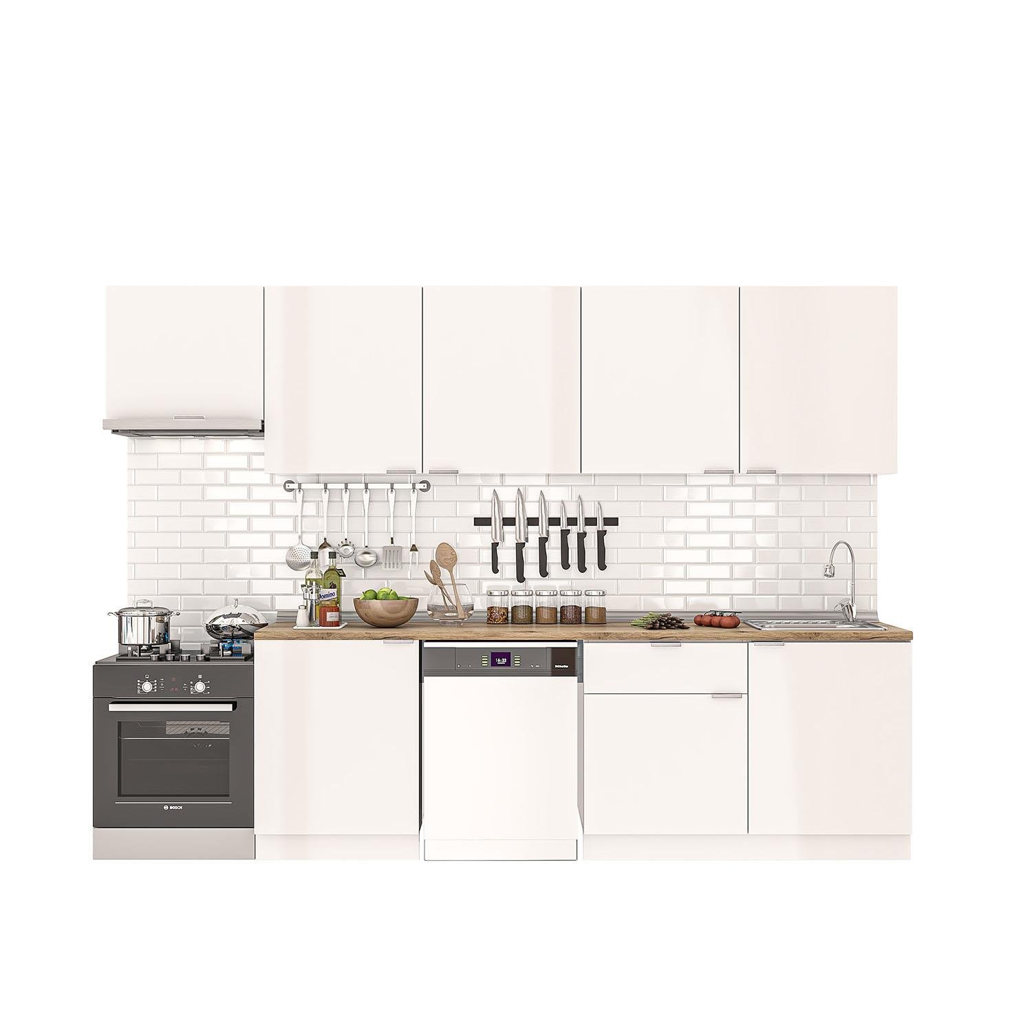 ELSA-300ASP-B-MT-BEYAZ DEKOREX ELSA SERİSİ ASPİRATÖR MODÜLLÜ HAZIR MUTFAK