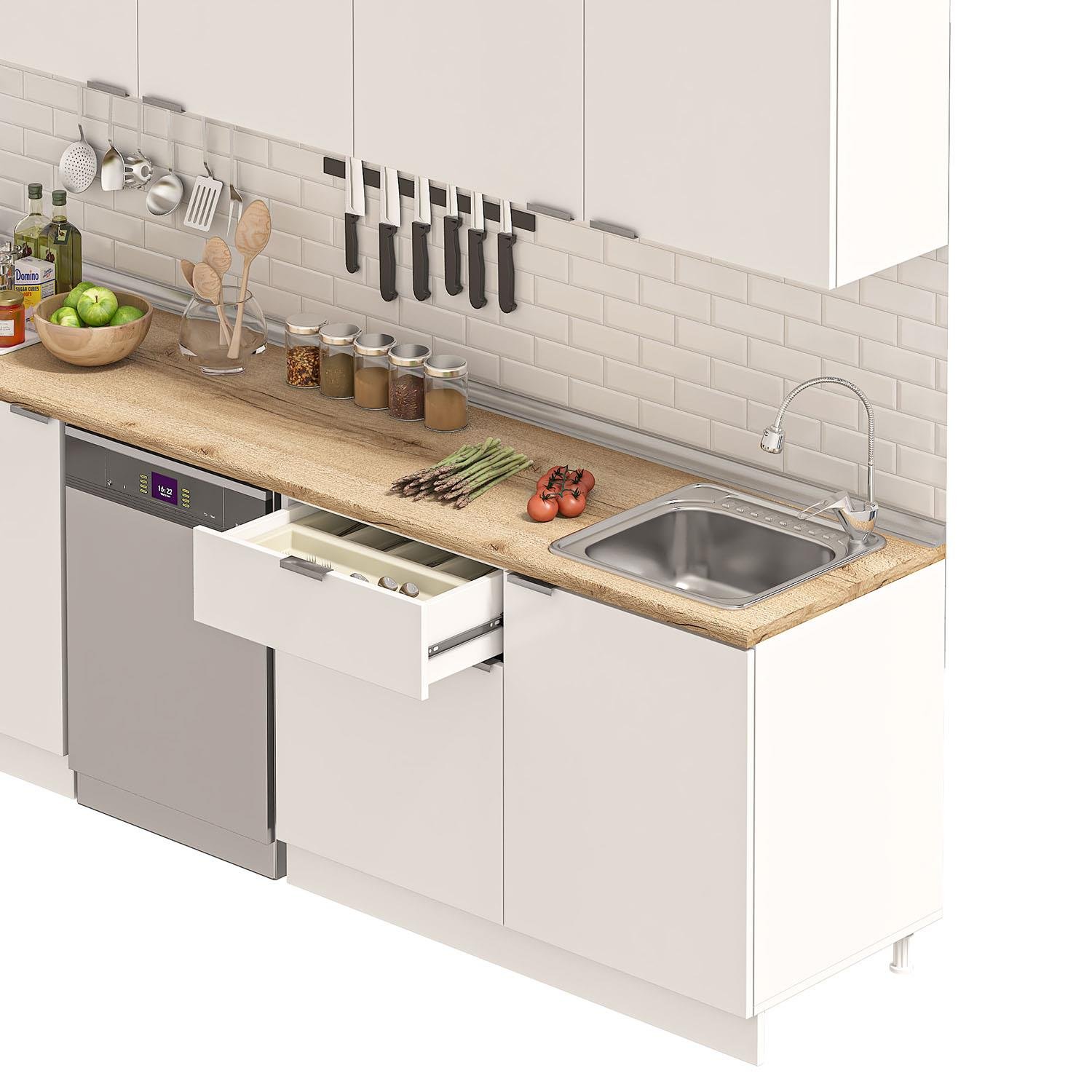 ELSA-300ASP-B-MT-BEYAZ DEKOREX ELSA SERİSİ ASPİRATÖR MODÜLLÜ HAZIR MUTFAK