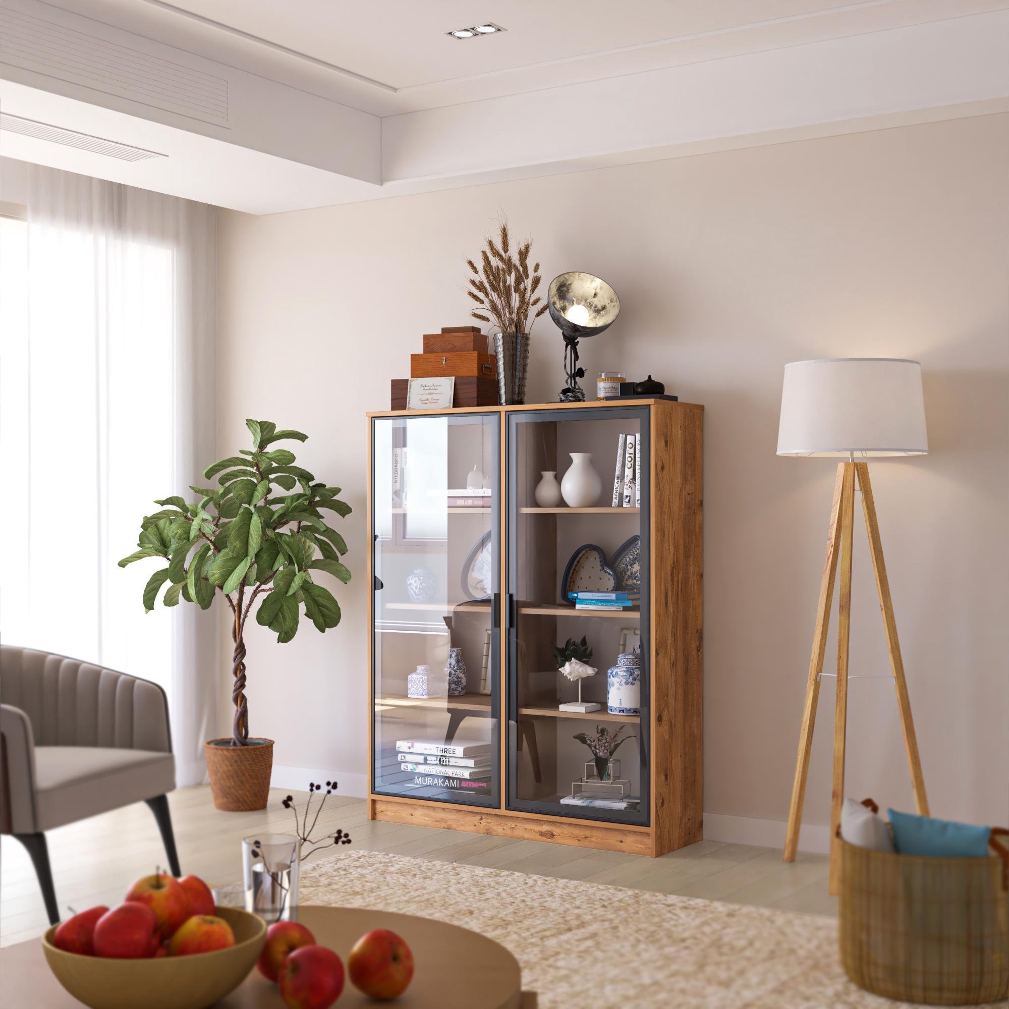 VESTA SERİSİ CAM KAPAKLI CEVİZ BÜFE