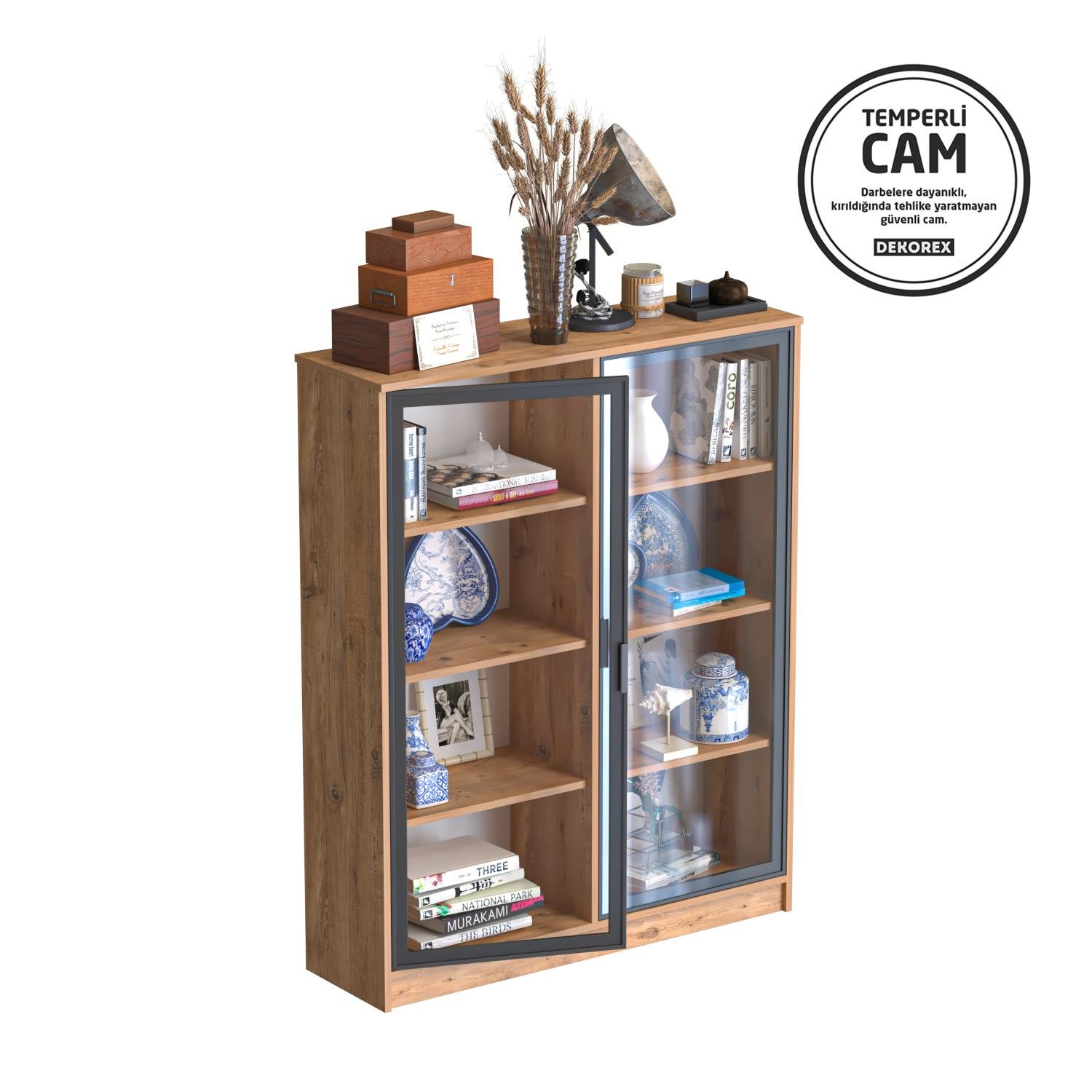 VESTA SERİSİ CAM KAPAKLI CEVİZ BÜFE
