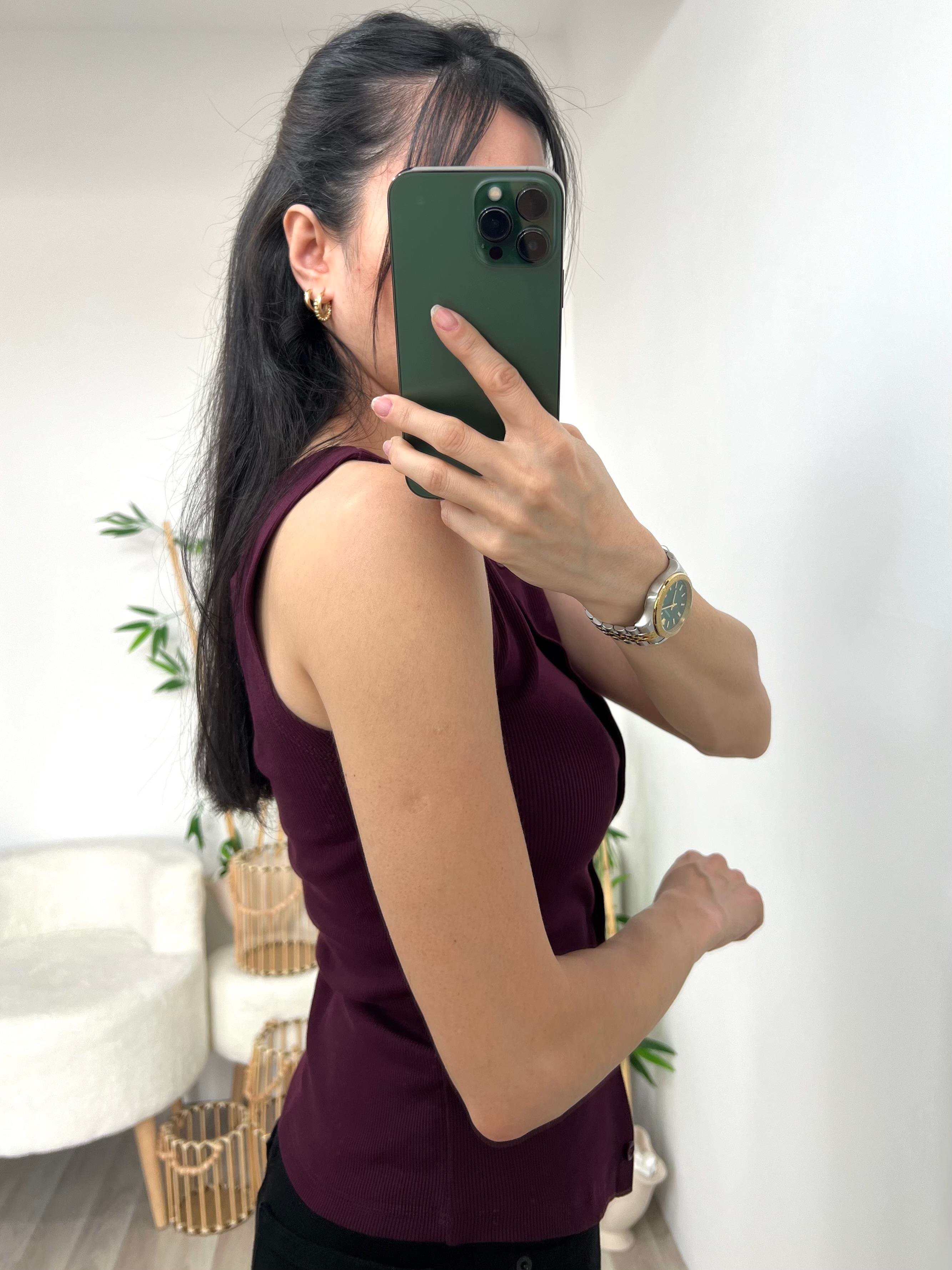 Bordo Fitilli Önü Düğme Kapamalı Bluz