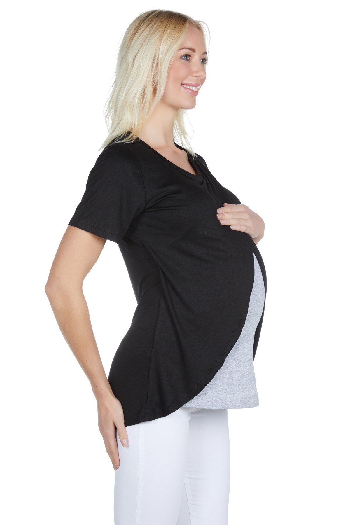 LuvmaBelly Maternity 3502 Siyah Pamuklu Lohusa Emzirme Bluz