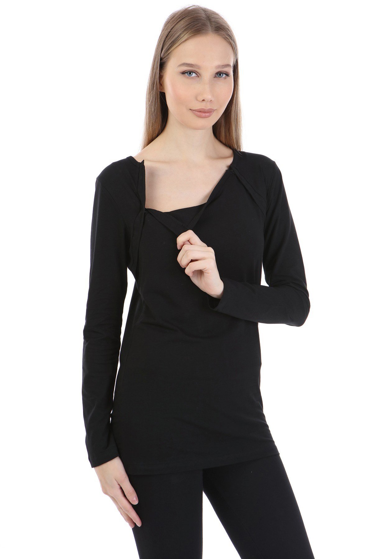 Luvmabelly MYRA2751 Emzirme Tshirt - Siyah