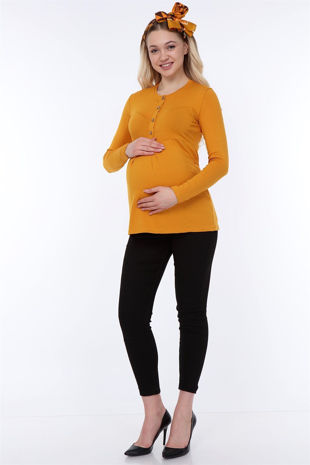 Luvmabelly MYRA4101 - Önden Düğmeli Bluz - Hardal