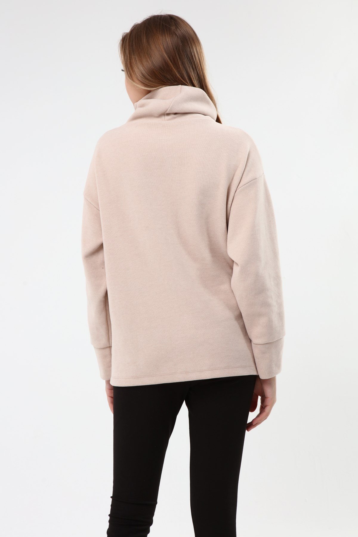 Luvmabelly MYRA4281 Fermuarlı Hamile Sweatshirt -Bej