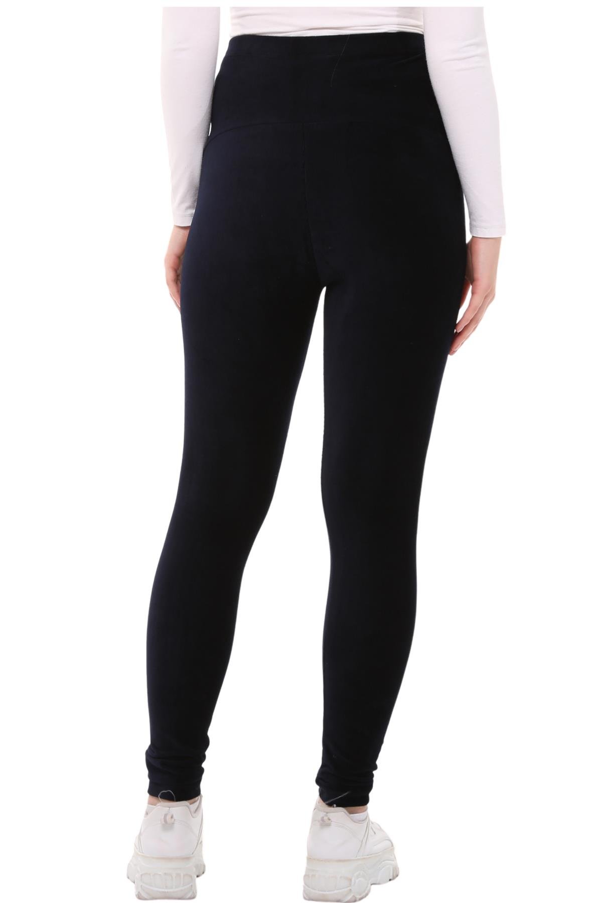 Luvmabelly MYRA8051 Beli Ayarlanabilir Kışlık Kadife Hamile Tayt -Lacivert