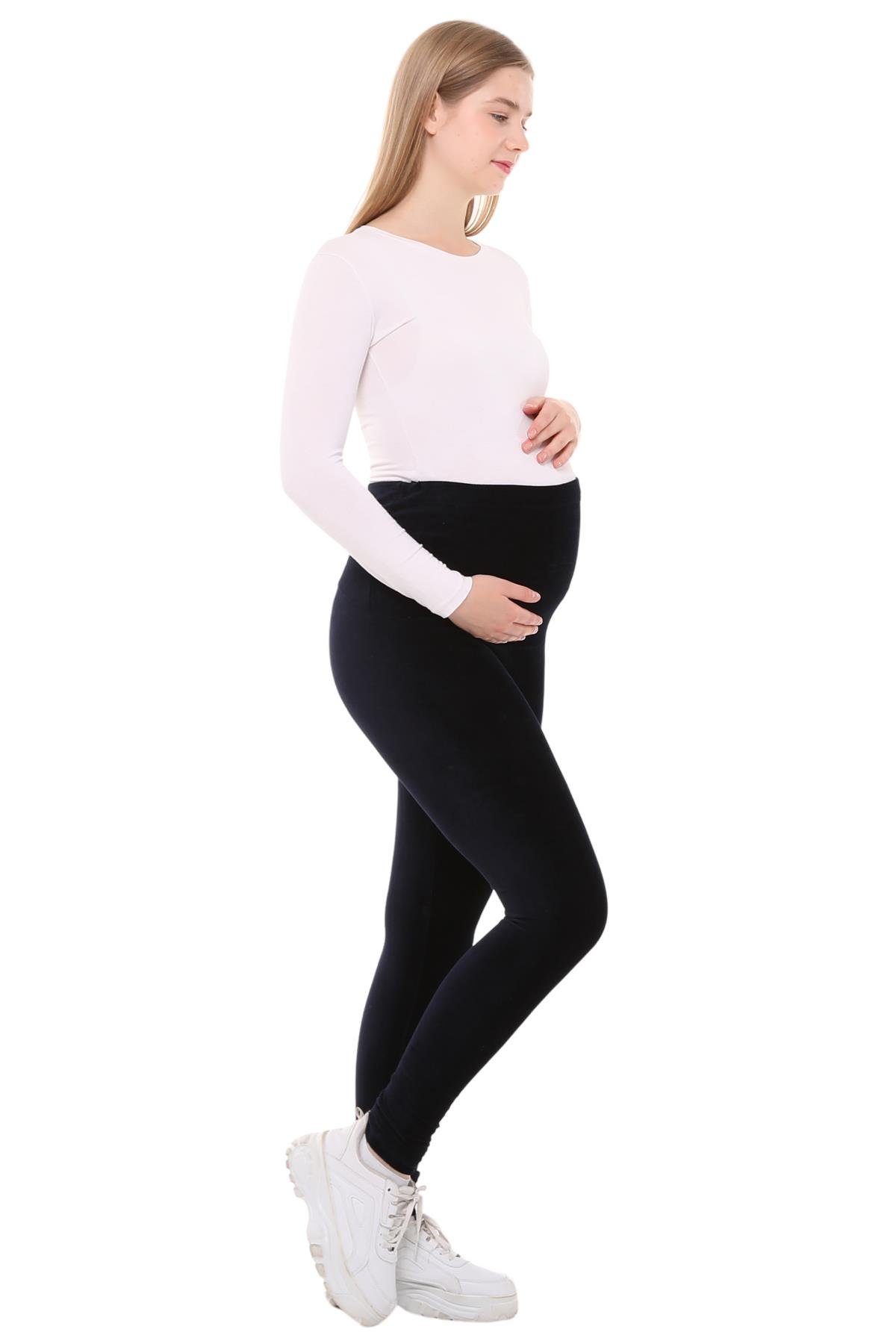 Luvmabelly MYRA8051 Beli Ayarlanabilir Kışlık Kadife Hamile Tayt -Lacivert