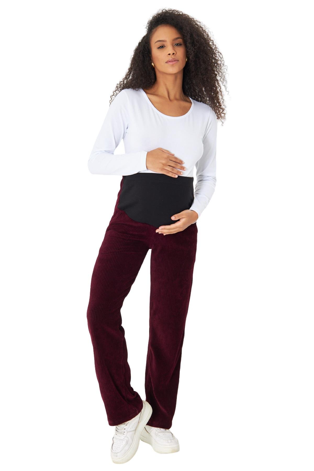 Luvmabelly MYRA8511 Beli Ayarlanabilir Kışlık Kadife Hamile Pantolonu