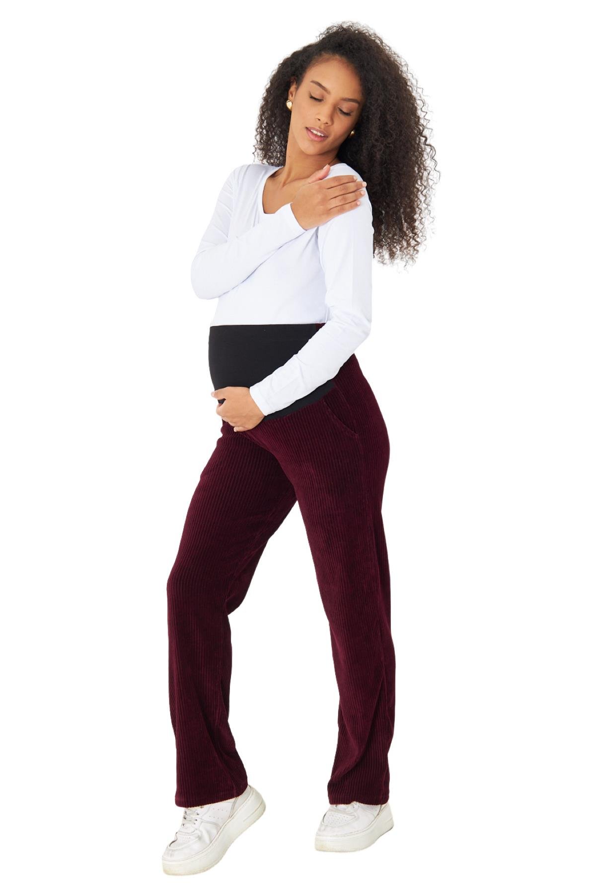 Luvmabelly MYRA8511 Beli Ayarlanabilir Kışlık Kadife Hamile Pantolonu
