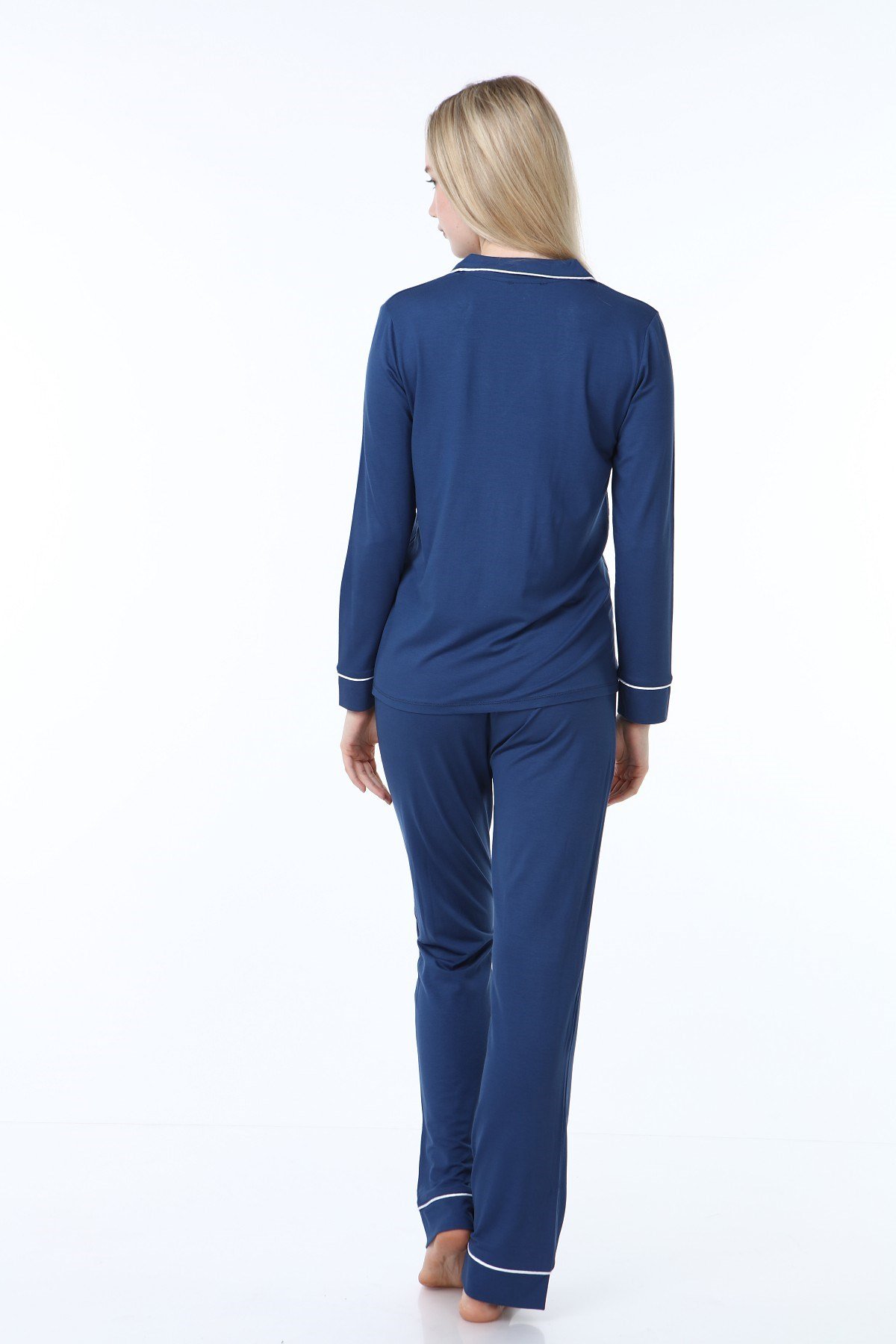 Luvmabelly MYRA9551 Düğmeli Biyeli Hamile Pijama Takımı -İndigo
