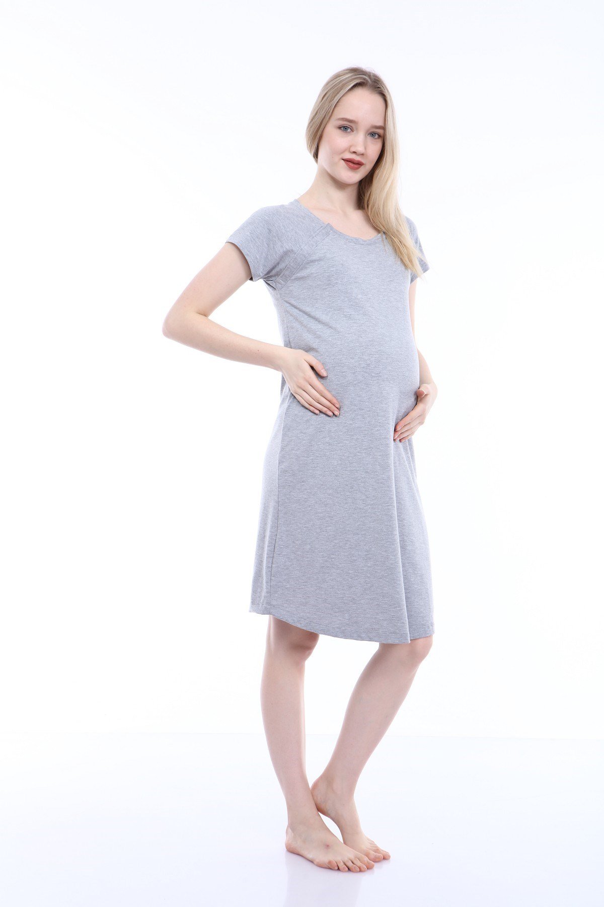 Luvmabelly MYRA9601 Doğum Sonrası Hastane Geceliği - Gri