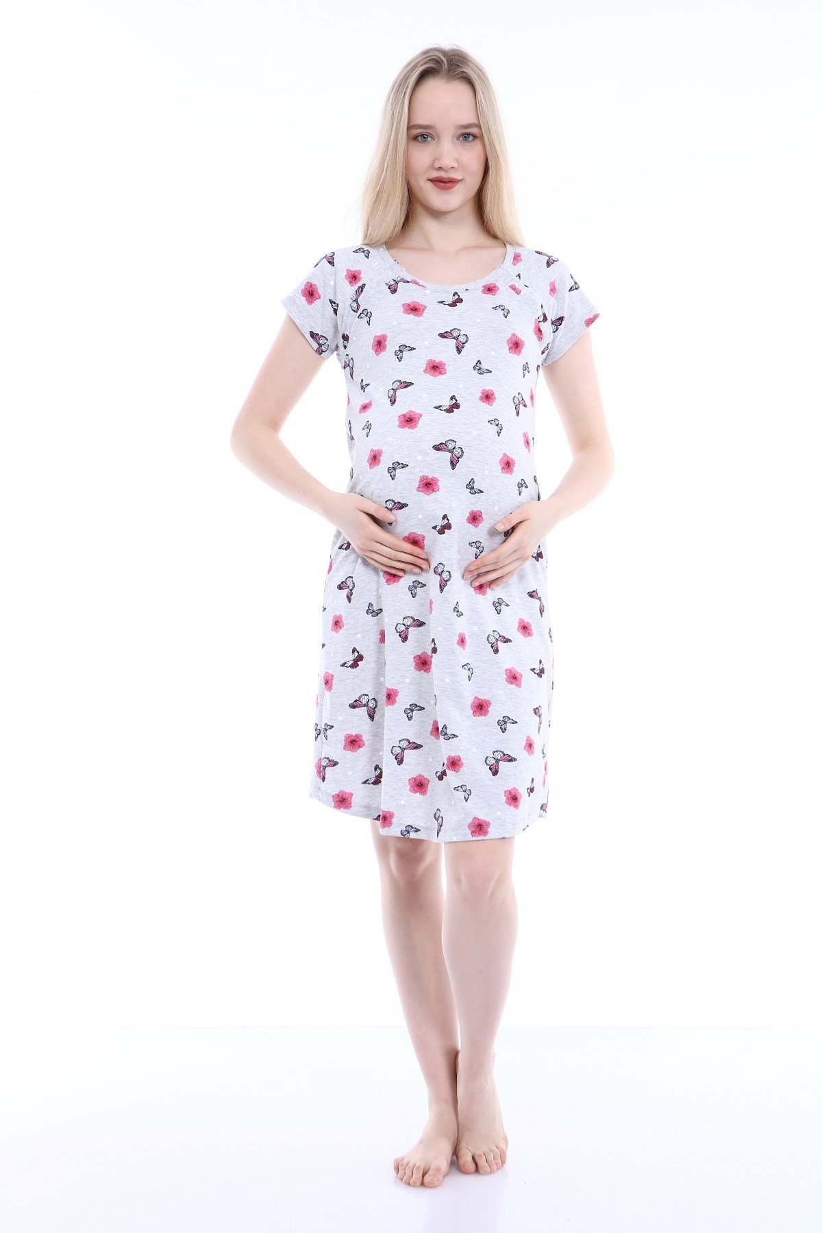Luvmabelly MYRA9602 Doğum Sonrası Hastane Geceliği - Gri
