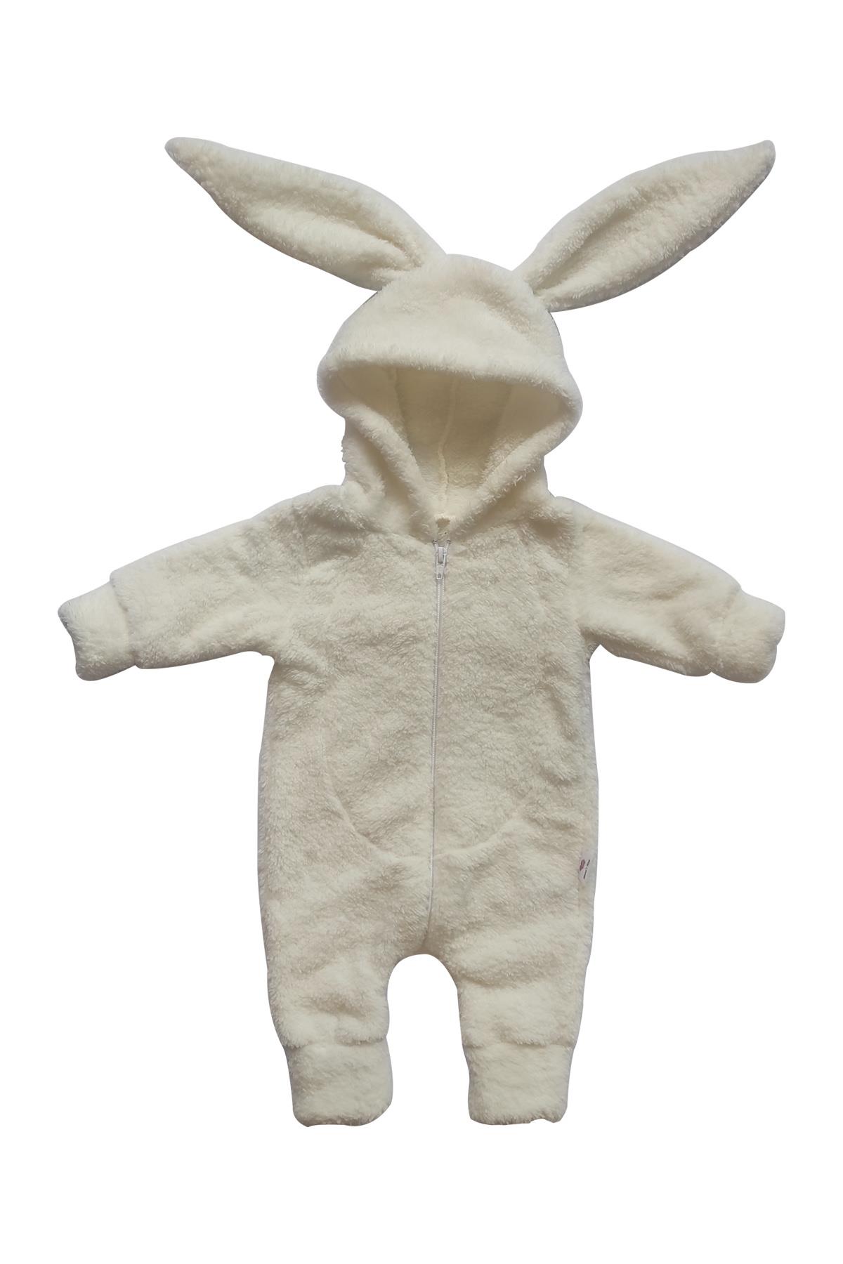 Mama's Kido Tavşan Tulum Wellsoft Peluş Kumaş - Ekru - Kido3012
