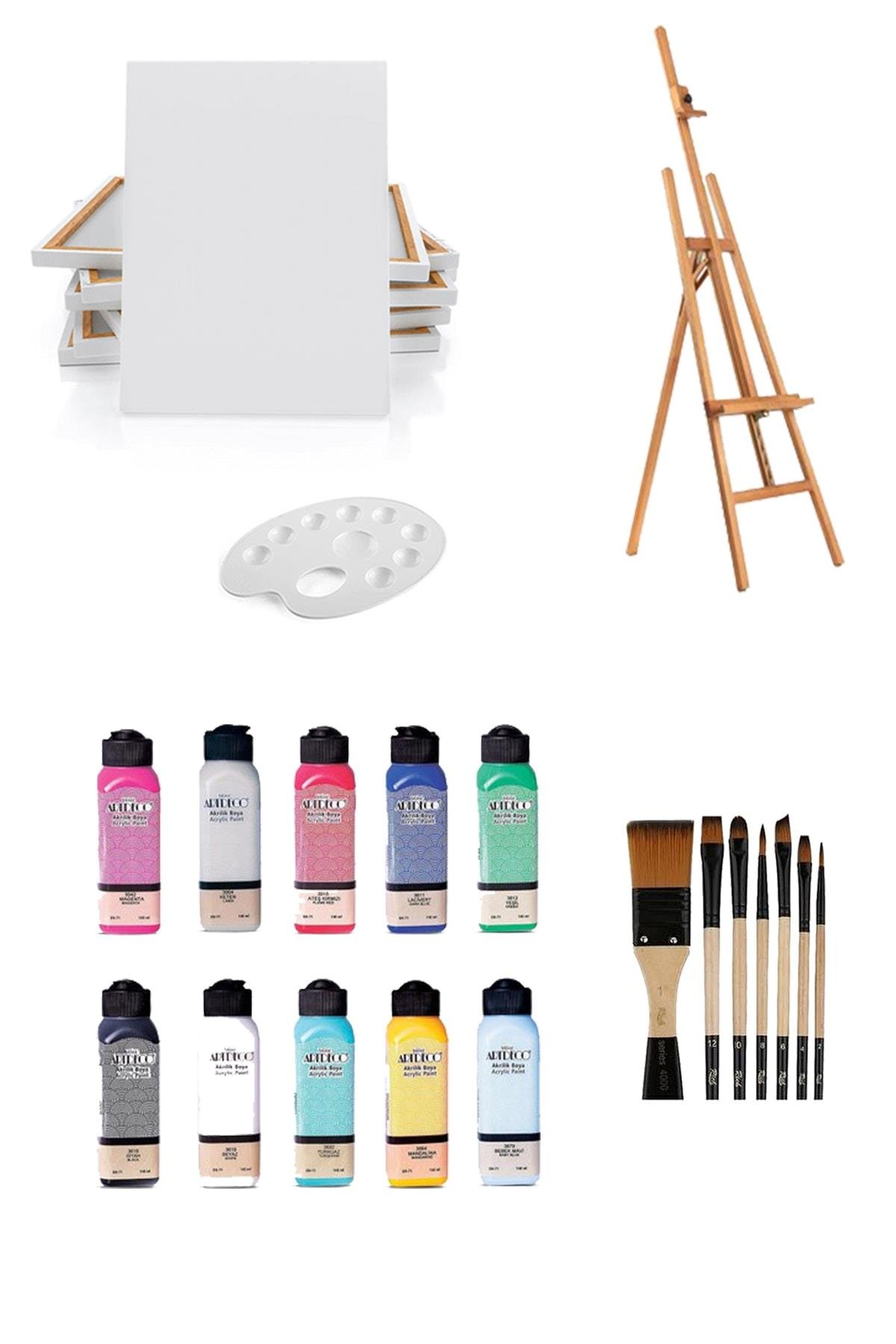 everart 140 Ml Akrilik Boya Şövale Seti -50x70-tuval-şövale Set evrts54