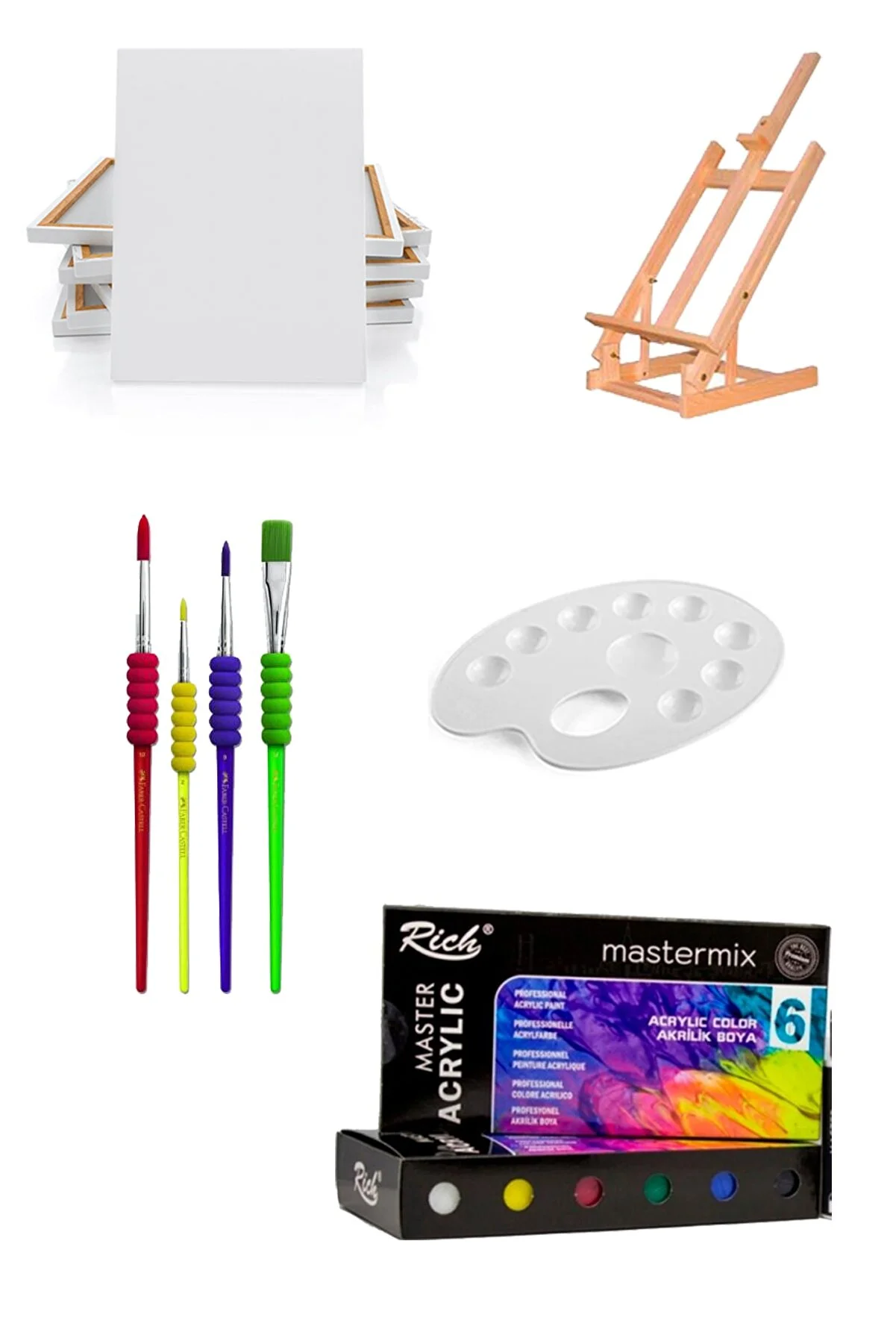 everart Mini Şövale Mastermix 6'lıakrilik Boya Başlangıç Seti -akrilik-set evrt7