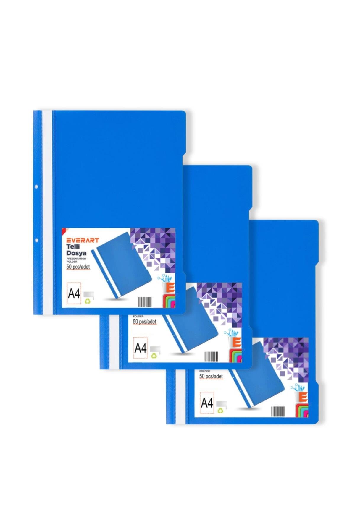 everart Telli Dosya Mavi 50 Li 3 Paket 12365488