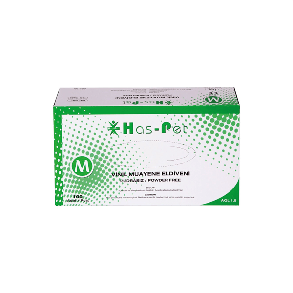HASPET VİNİL PUDRASIZ MUAYENE ELDİVENİ ŞEFFAF M