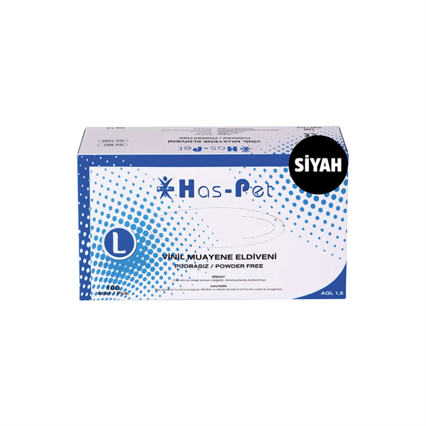 HASPET VİNİL PUDRASIZ MUAYENE ELDİVENİ SİYAH L