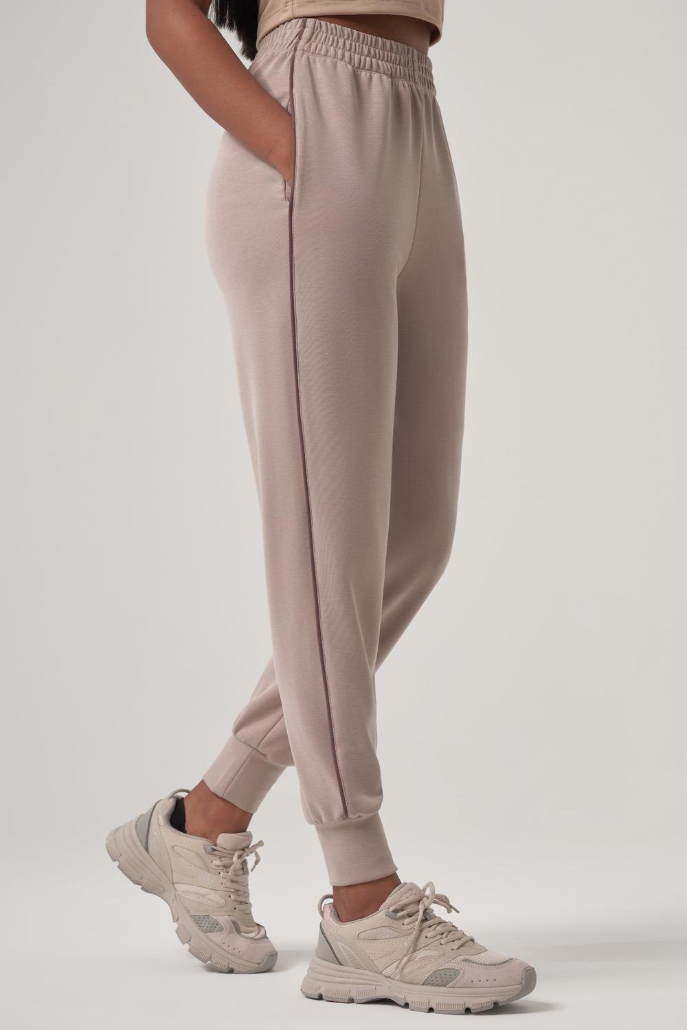 WELLWE-DERA bej tex modal kumaş jogger-Eşofman altı