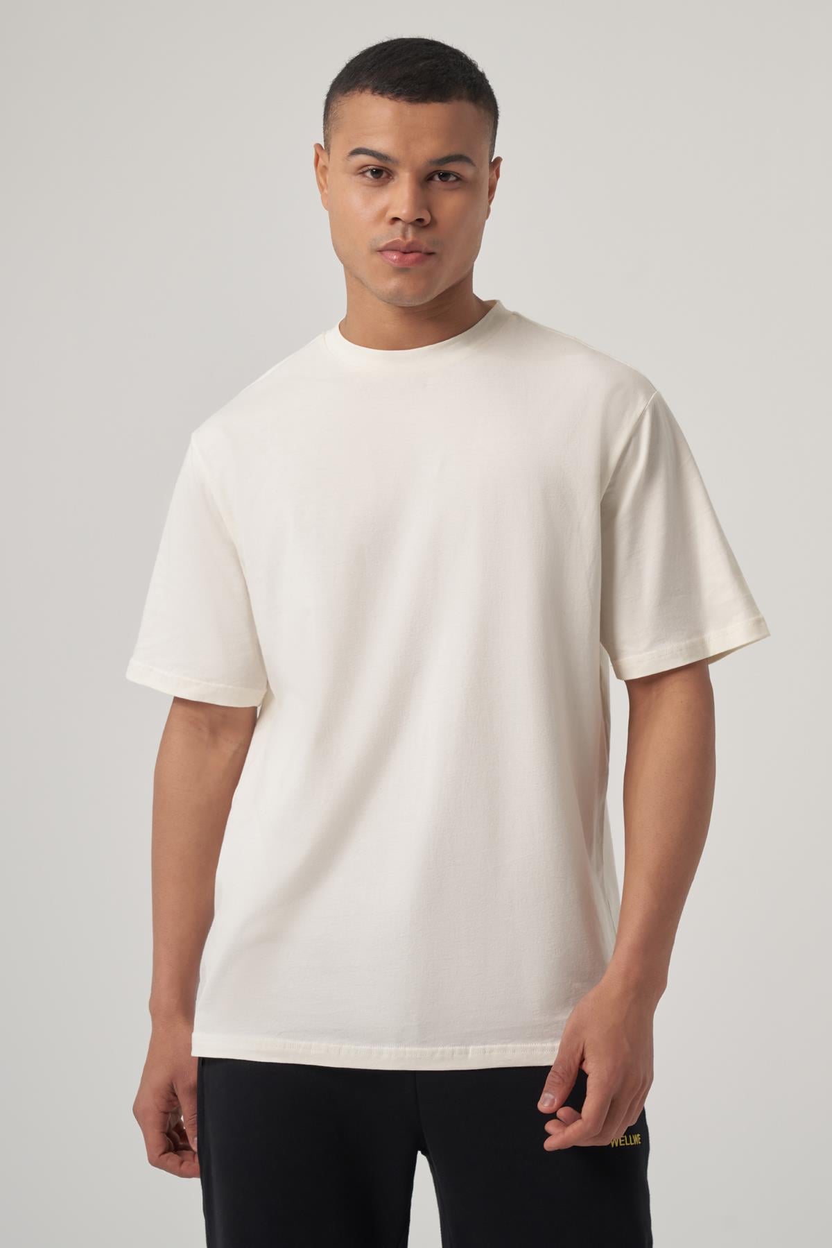 WELLWE-ISAWALD ekru oversize basic tişört-T-Shirt & Atlet