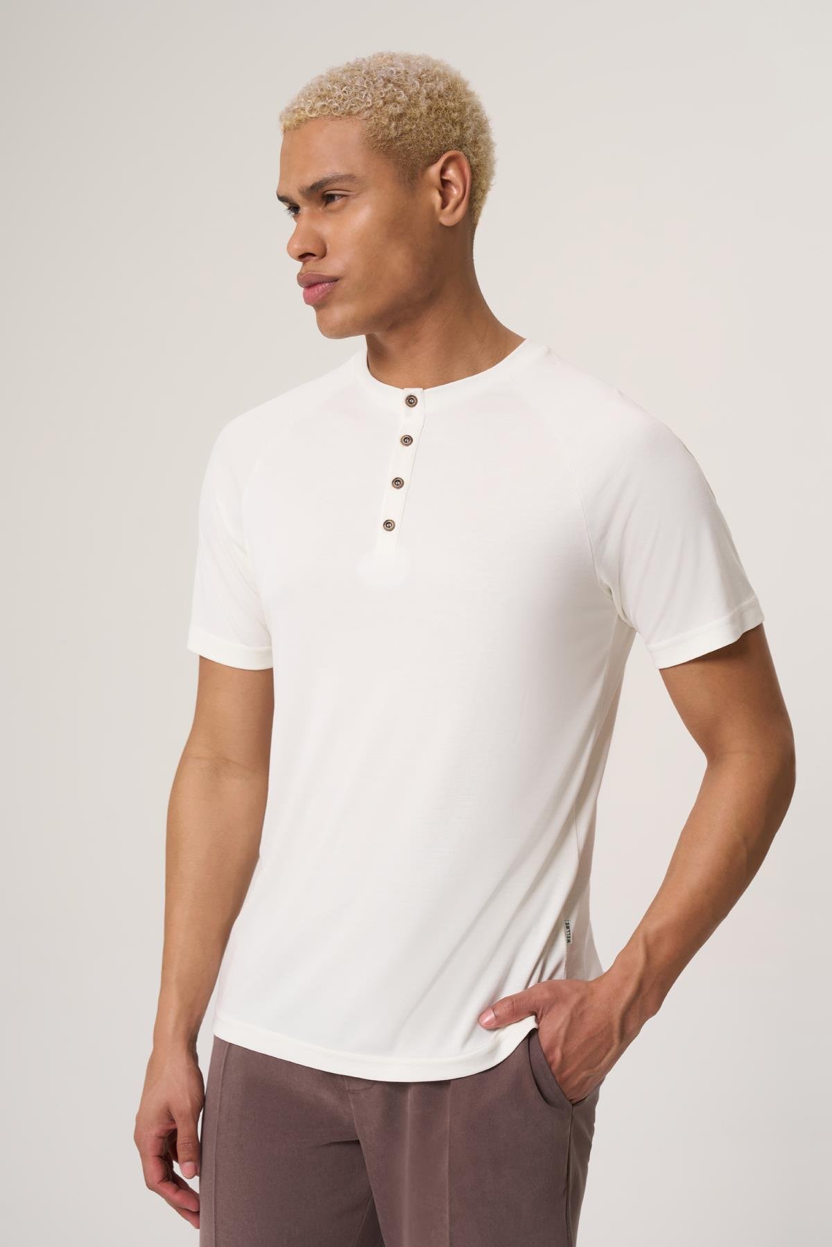 WELLWE-JORS EKRU MODAL İÇERİKLİ, DÜĞMELİ BİSİKLET YAKA PETEK PİKE TİŞÖRT-T-Shirt & Atlet