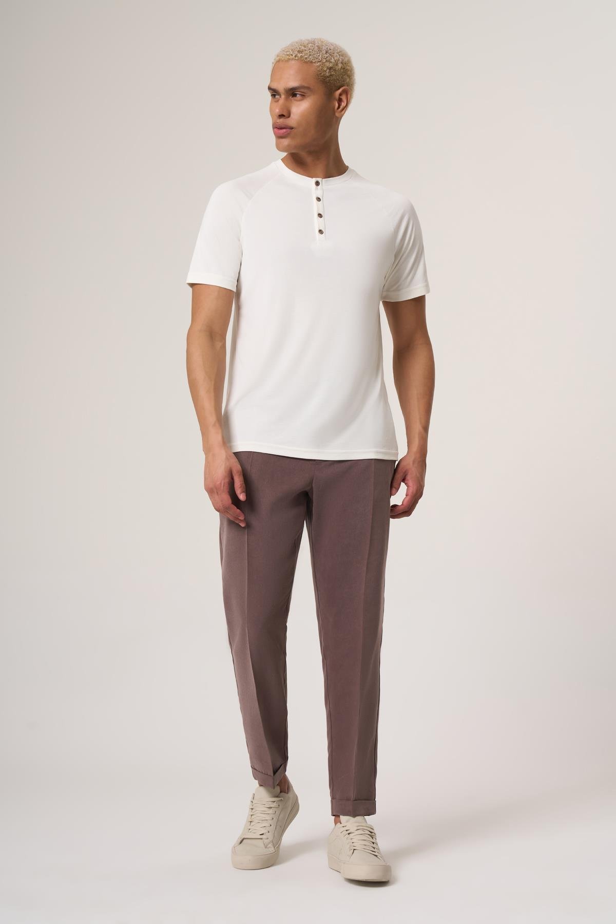 WELLWE-JORS EKRU MODAL İÇERİKLİ, DÜĞMELİ BİSİKLET YAKA PETEK PİKE TİŞÖRT-T-Shirt & Atlet