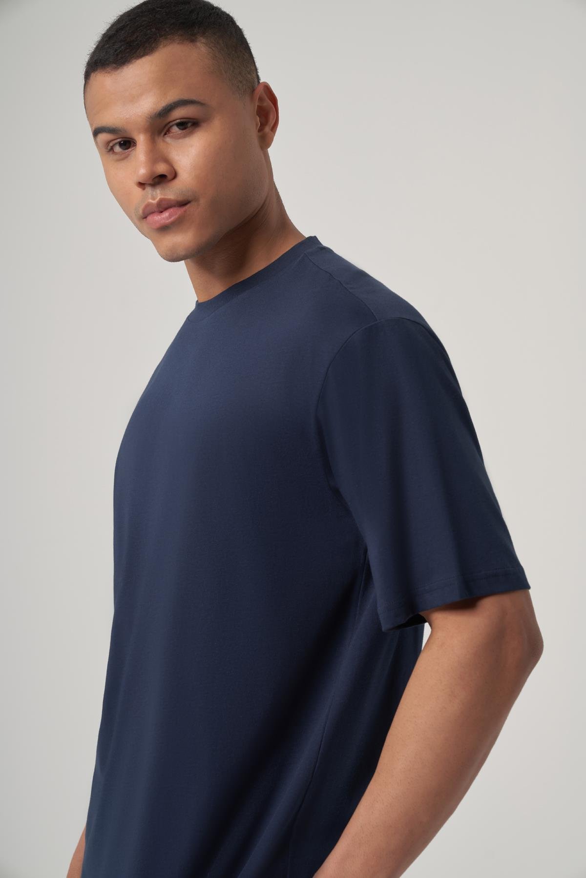 WELLWE-JULES lacivert oversize basic tişört-T-Shirt & Atlet